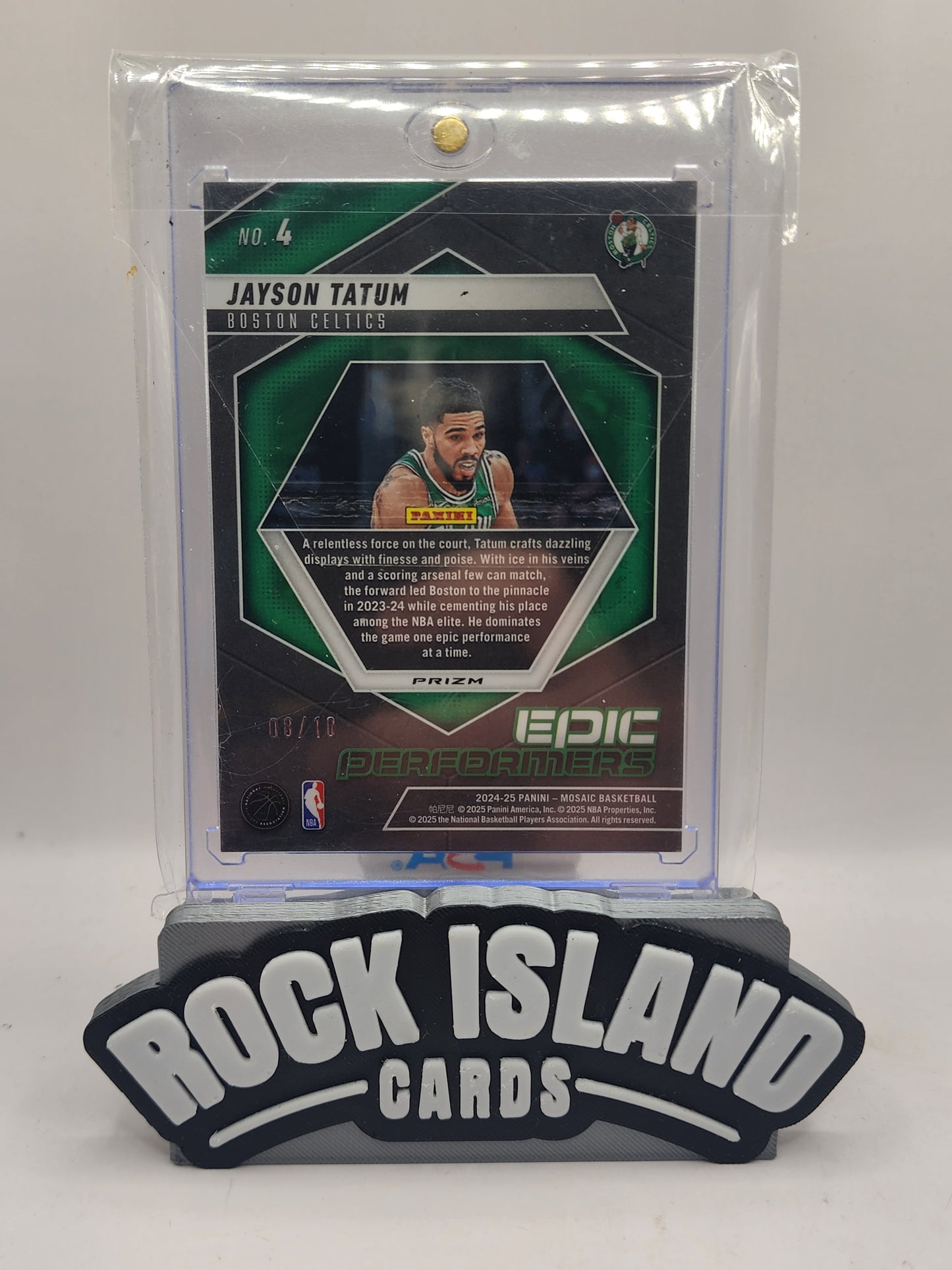 Jayson Tatum 2025 Panini Mosaic Epic Performers #4 Pink Fluorescent 08/10