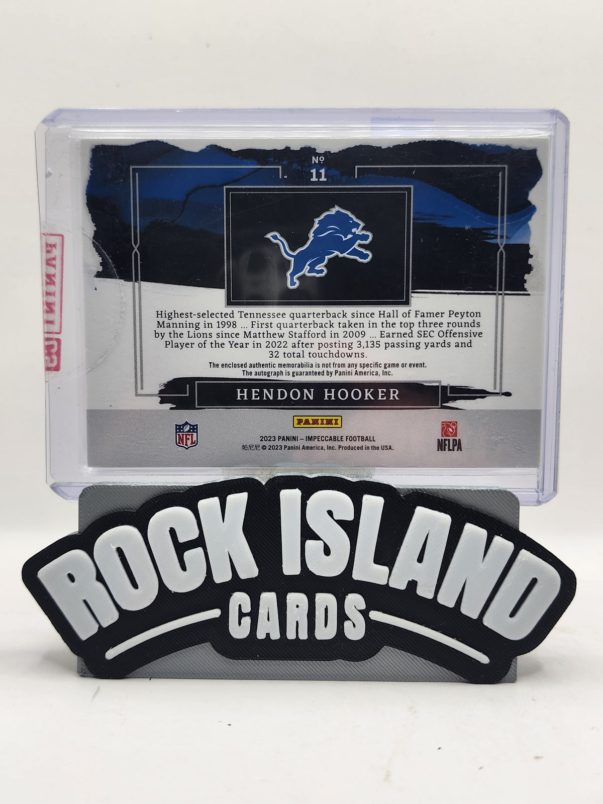 Hendon Hooker 2023 Panini Impeccable #11 Elegance Dual Patch Rookie 13/25