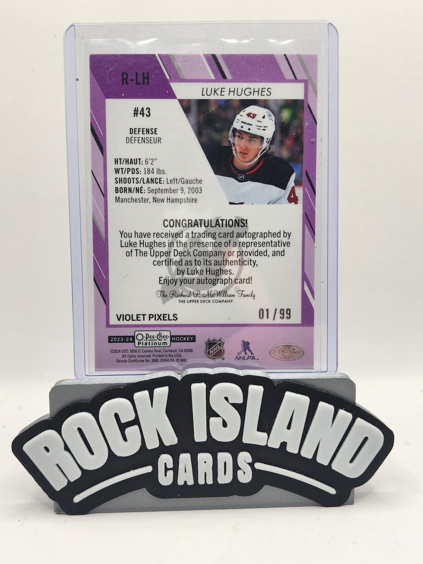 Luke Hughes 2024 O-Pee-Chee Platinum #R-LH Violet Pixels 01/99