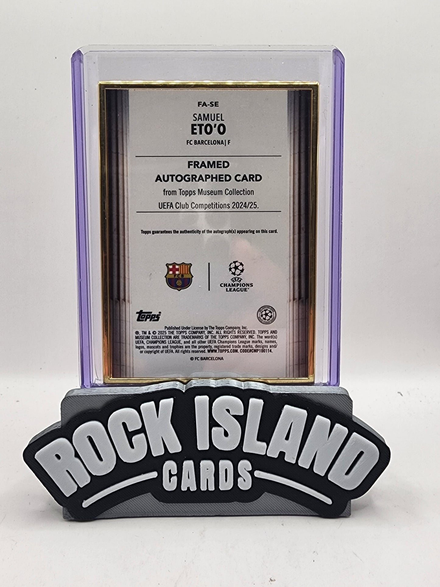 Samuel Eto'o 2025 Topps Museum Collection UEFA Club Competitions Gold Framed /25