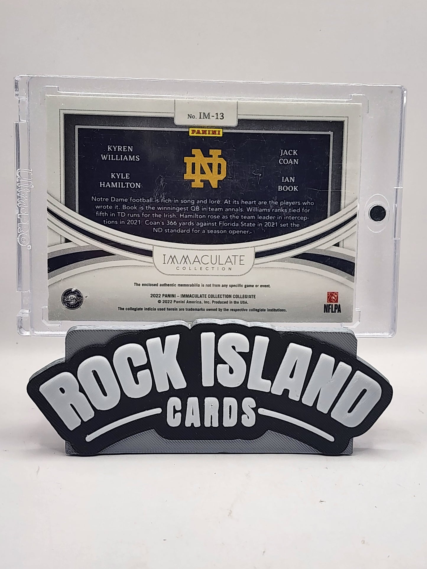 Jack Coan Book Kyren Williams Kyle Hamilton 2022 Panini Immaculate Collection/99