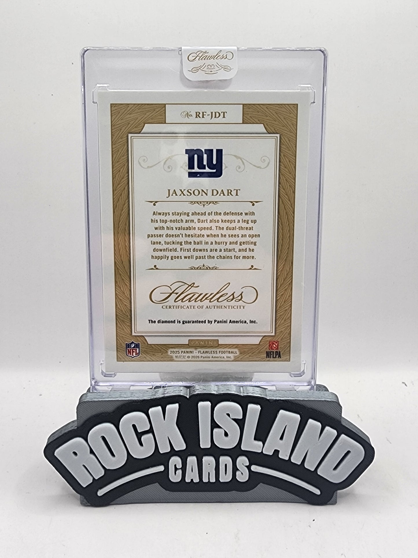 Jaxson Dart 2025 Panini Flawless #RF-JDT Emerald Diamond Rookie 3 / 5