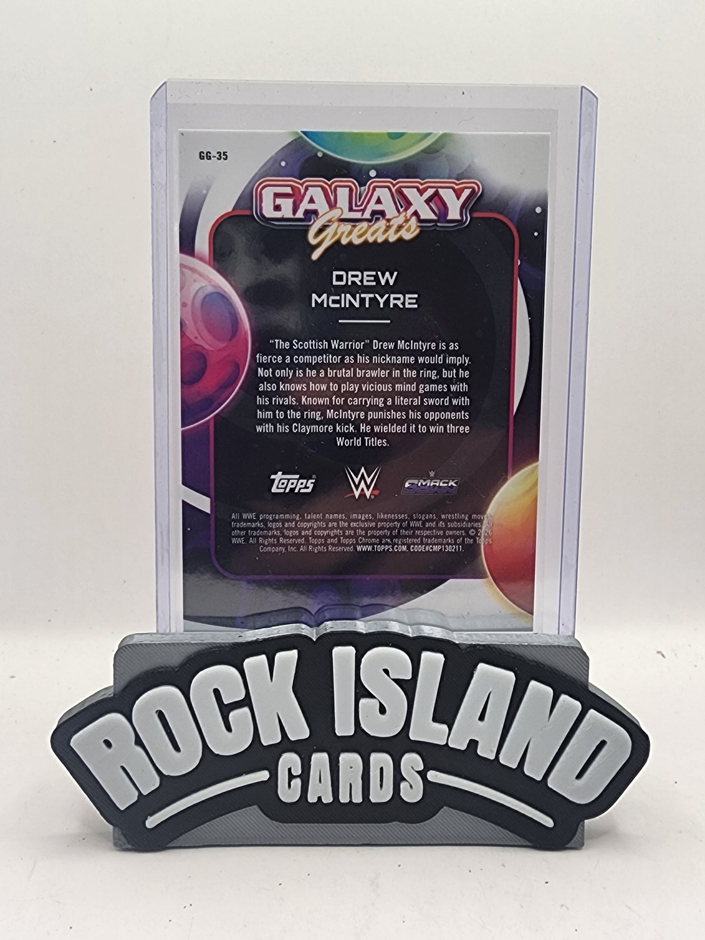 Drew McIntyre 2026 Topps Chrome WWE Galaxy Greats #GG-35 Gold Refractor /50