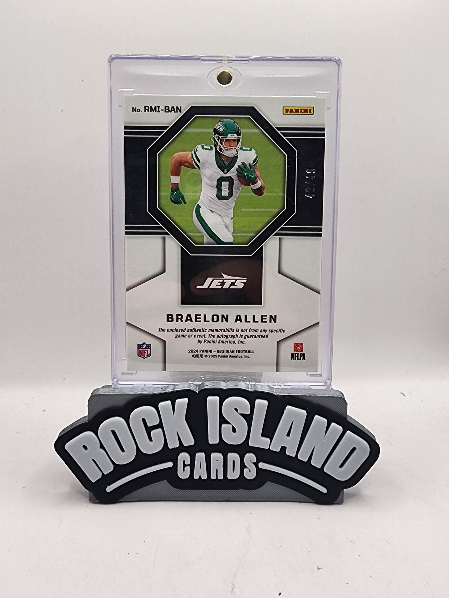 Braelon Allen 2025 Panini Obsidian #RMI-BAN Blue Electric Etch /49 Dual Patch RC