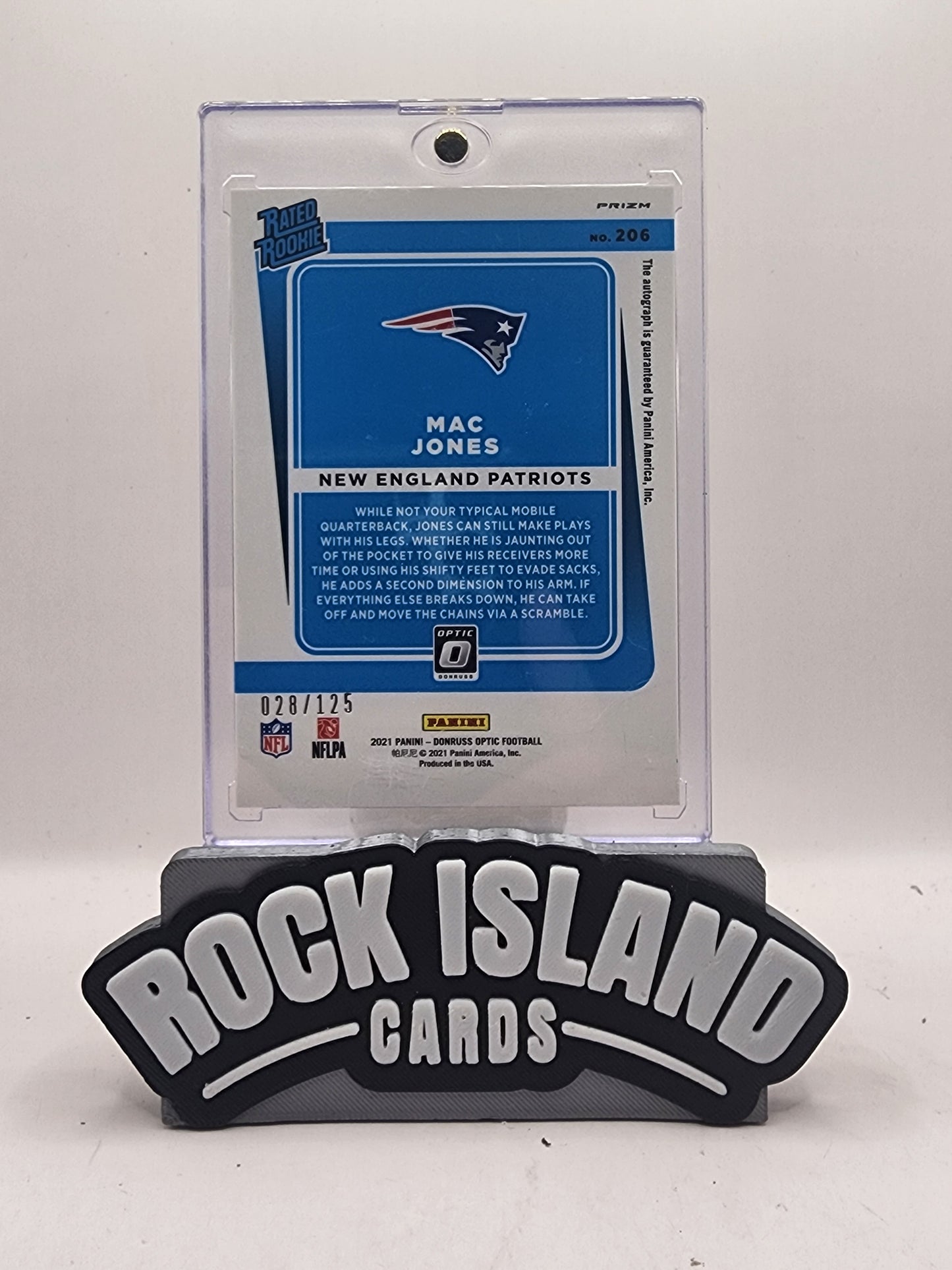 Mac Jones 2021 Panini Donruss Optic Prizm #206 Holo Rookie 028/125
