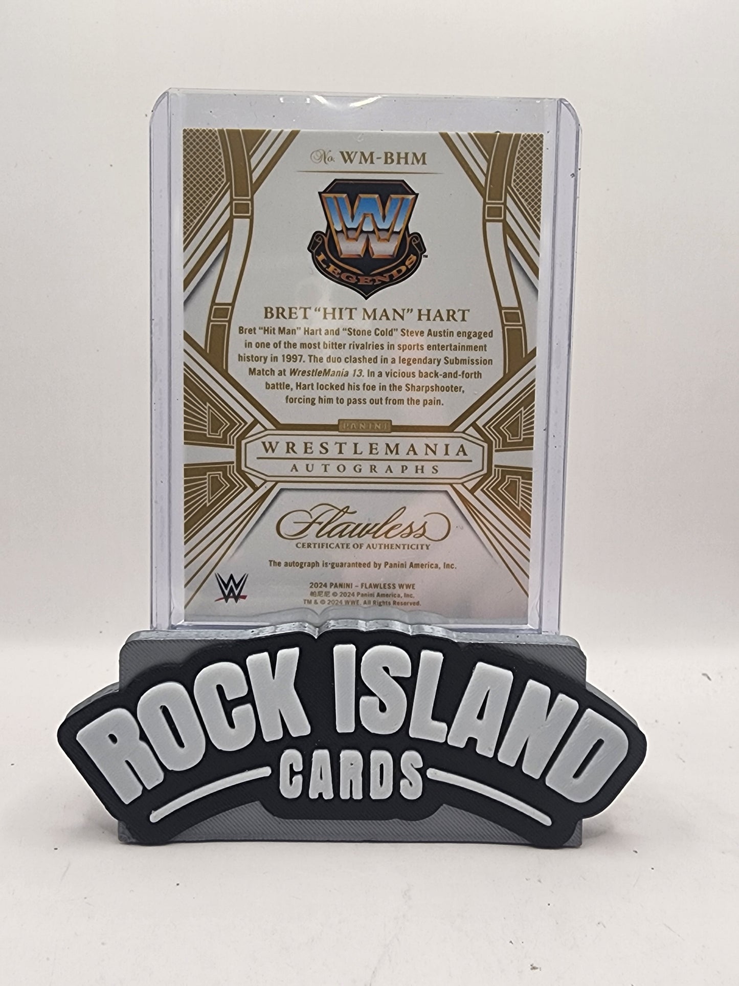 Bret "Hit Man" Hart 2024 Panini Flawless WWE WrestleMania Autographs #WM-BHM /15