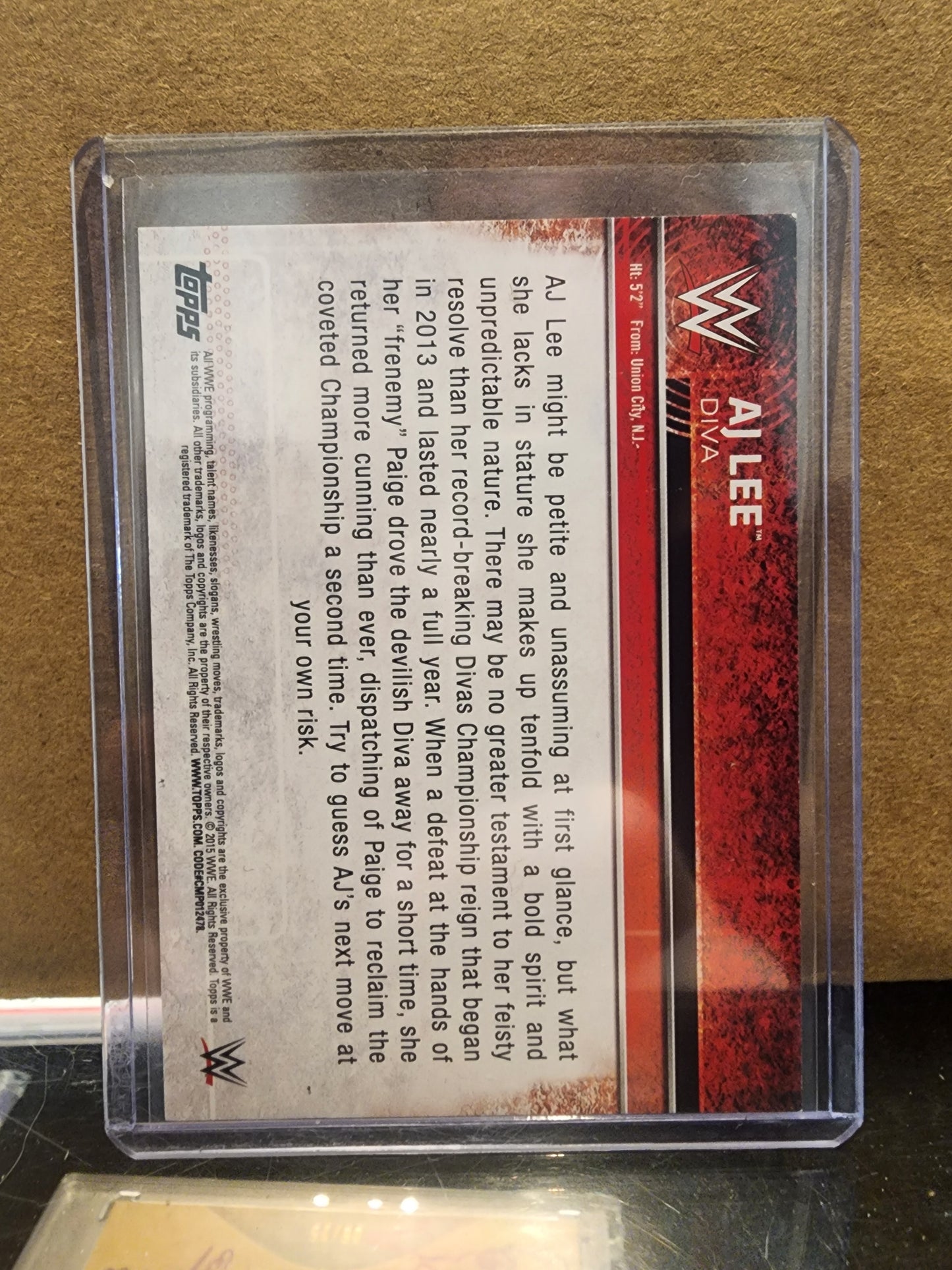 AJ Lee 2015 Topps WWE #A-AJL Authentic Autograph