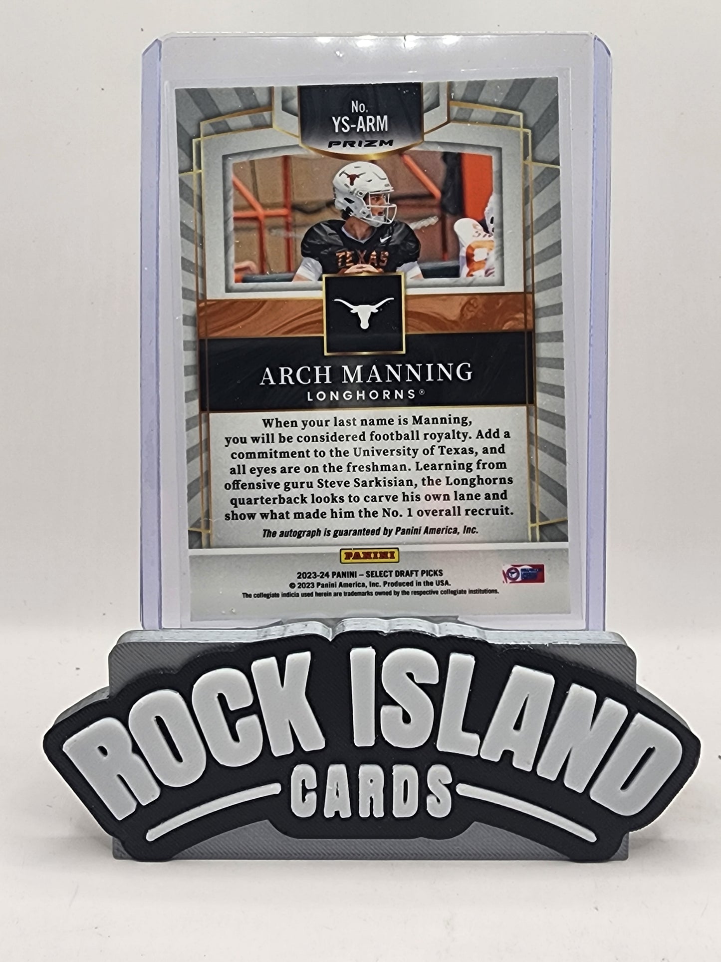 Arch Manning 2023 Panini Select Draft Picks Youth Explosion Prizm Holo RC Auto