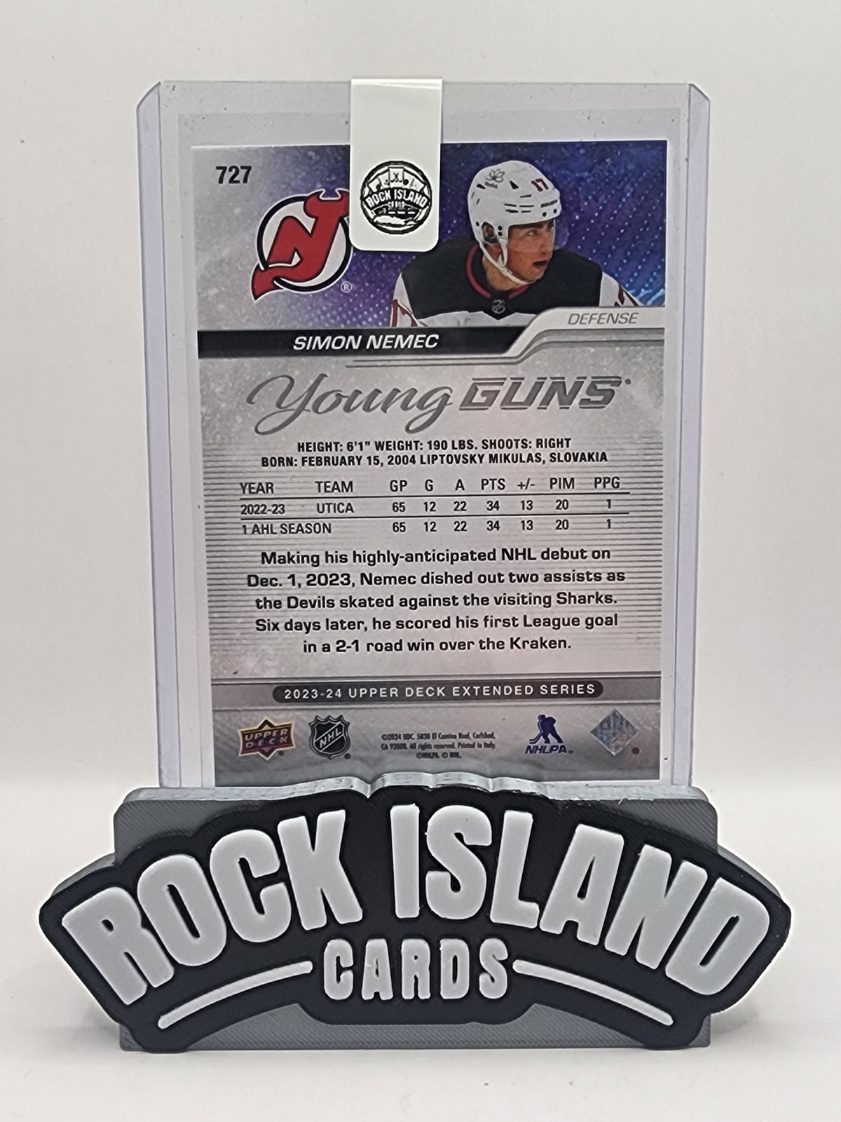 Simon Nemec 2023 Upper Deck Extended Series #727 Young Guns Rookie