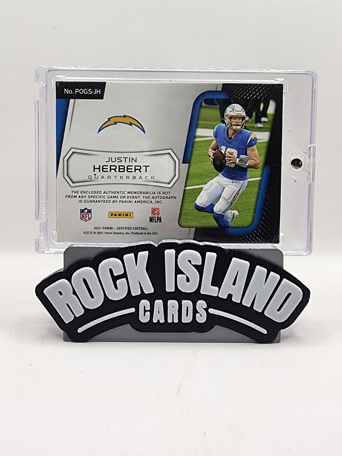 Justin Herbert 2021 Panini Certified #POGS-JH Piece of The Game /5 Memorabilia