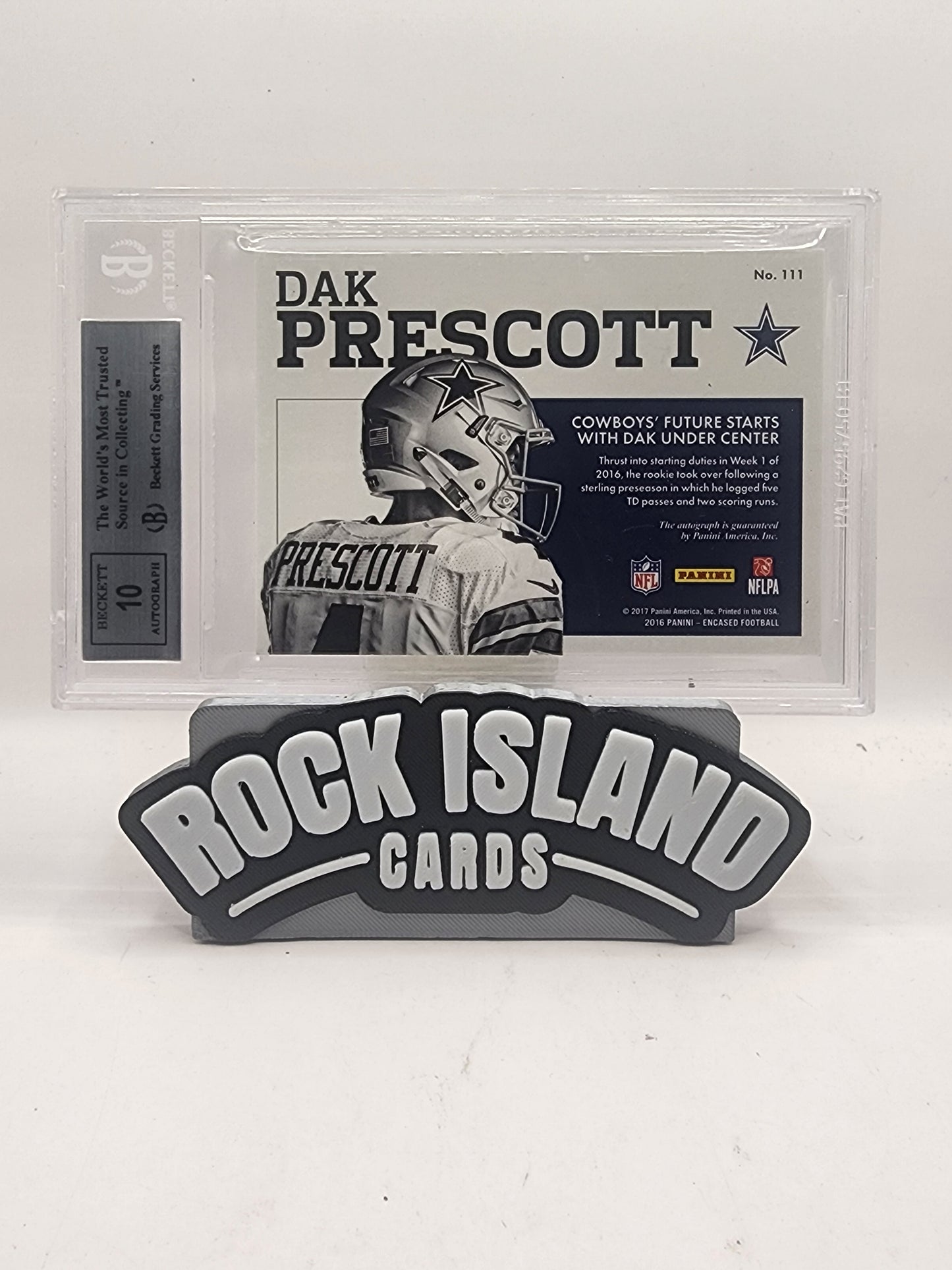 Dak Prescott 2016 Panini Encased #111 Rookie /75 BGS 8.5 Auto 10
