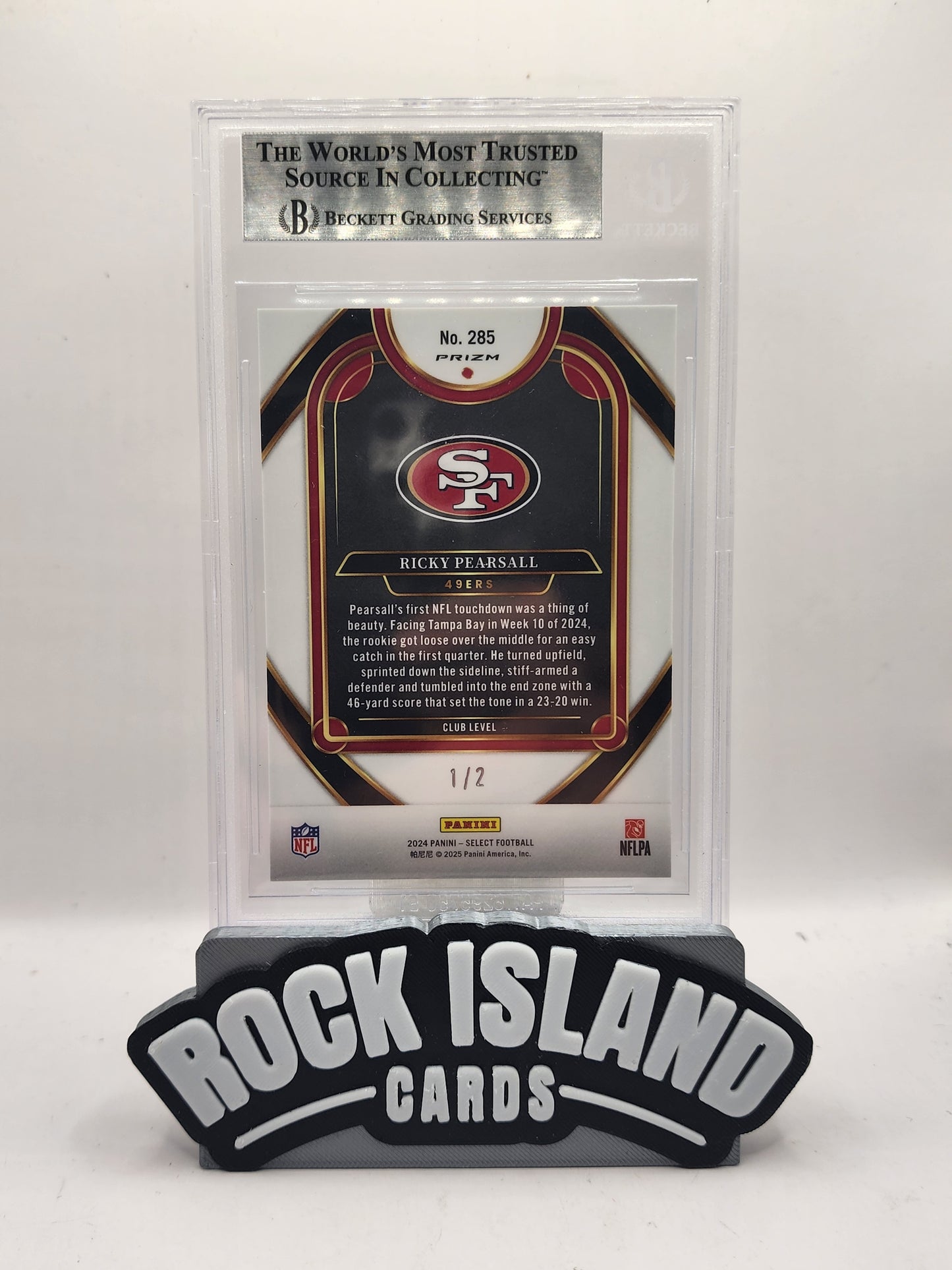 Ricky Pearsall 2024 Panini Select Prizm #285 Green+ Black Snakeskin /2 RC BGS 9