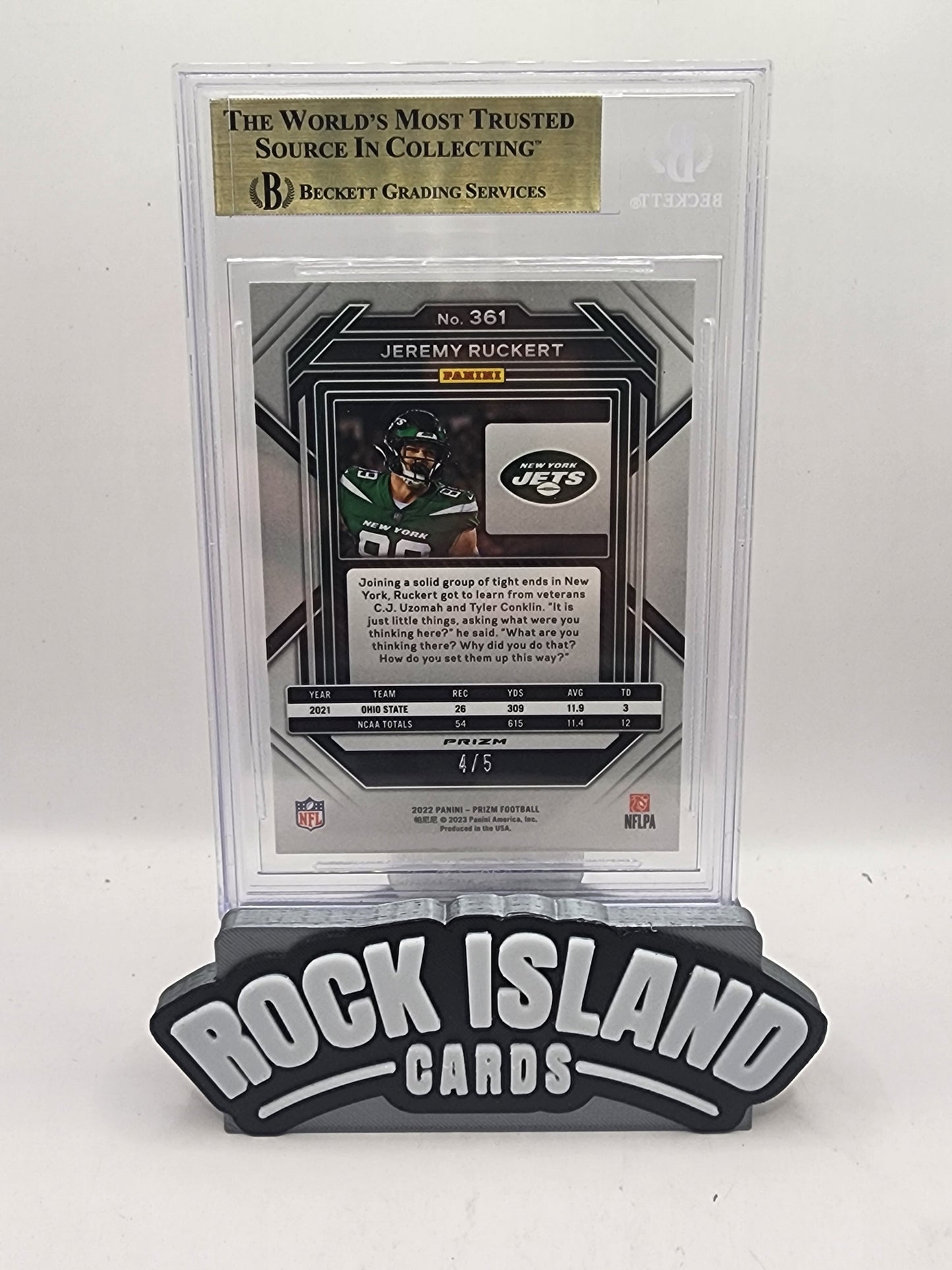 Jeremy Ruckert 2022 Panini Prizm #361 Green Shimmer /5 Rookie BGS 9.5