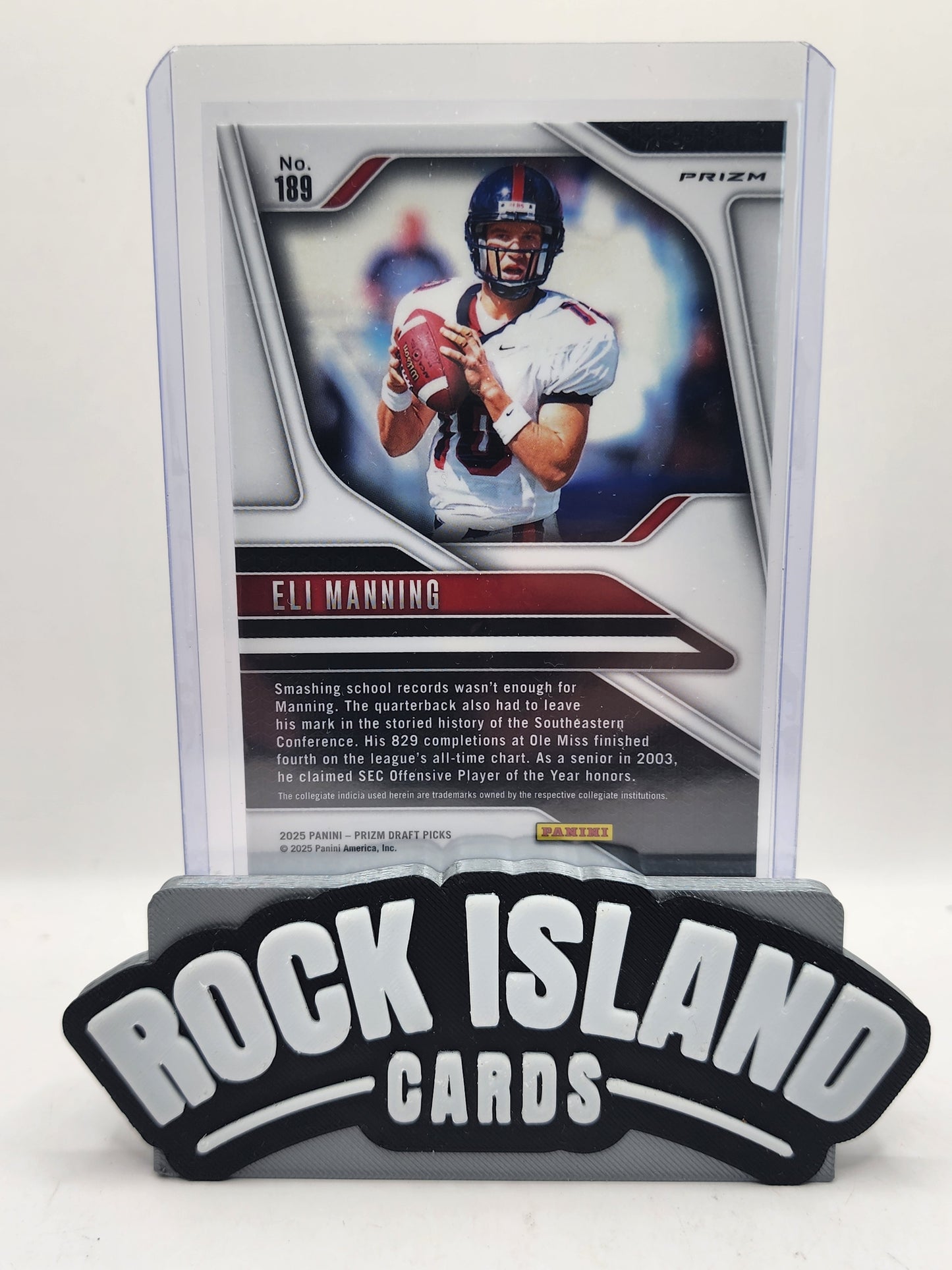 Eli Manning 2025 Panini Prizm Draft Picks #189 White Sparkle Prizm Short Print