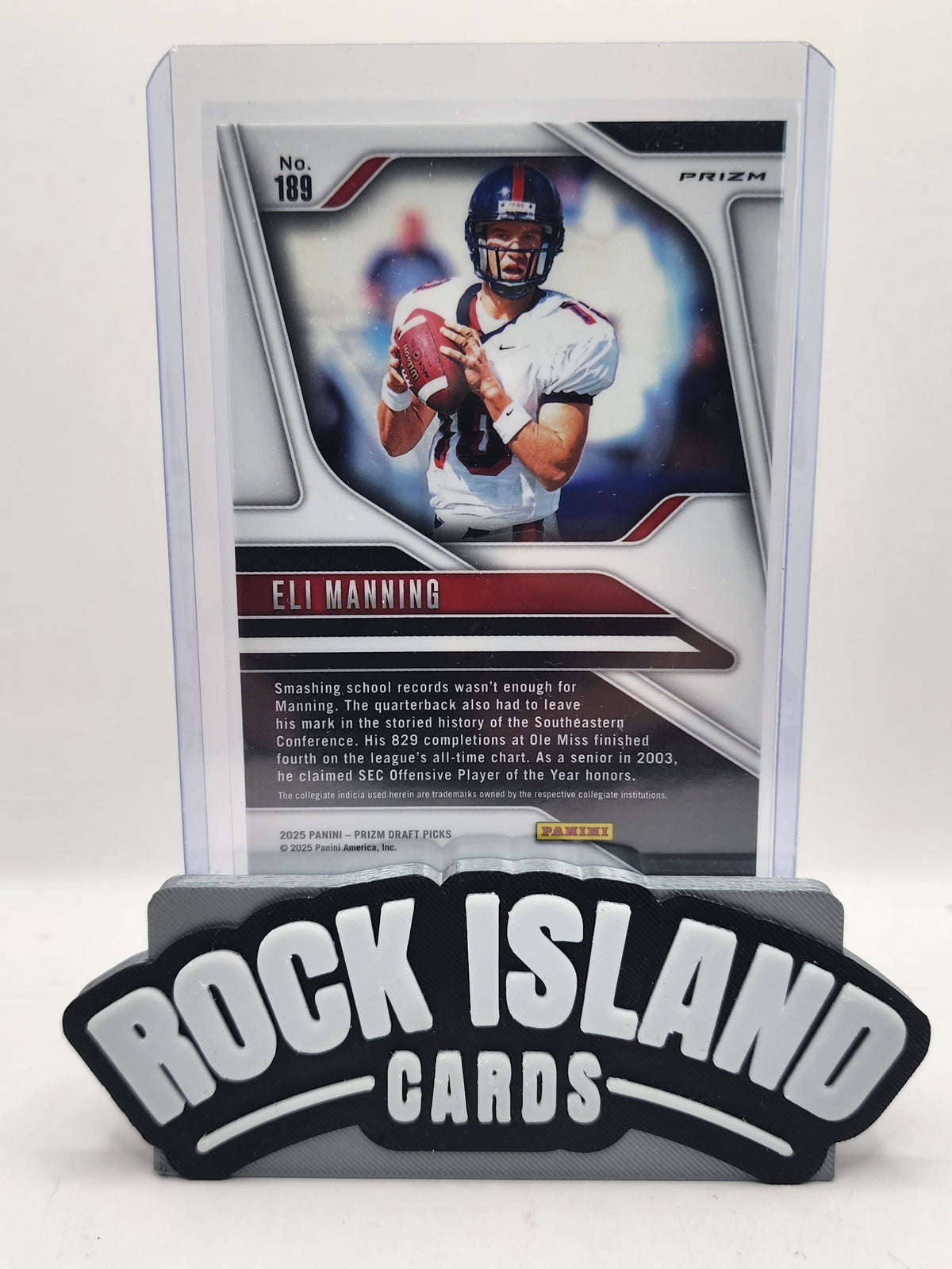 Eli Manning 2025 Panini Prizm Draft Picks #189 White Sparkle Prizm Short Print