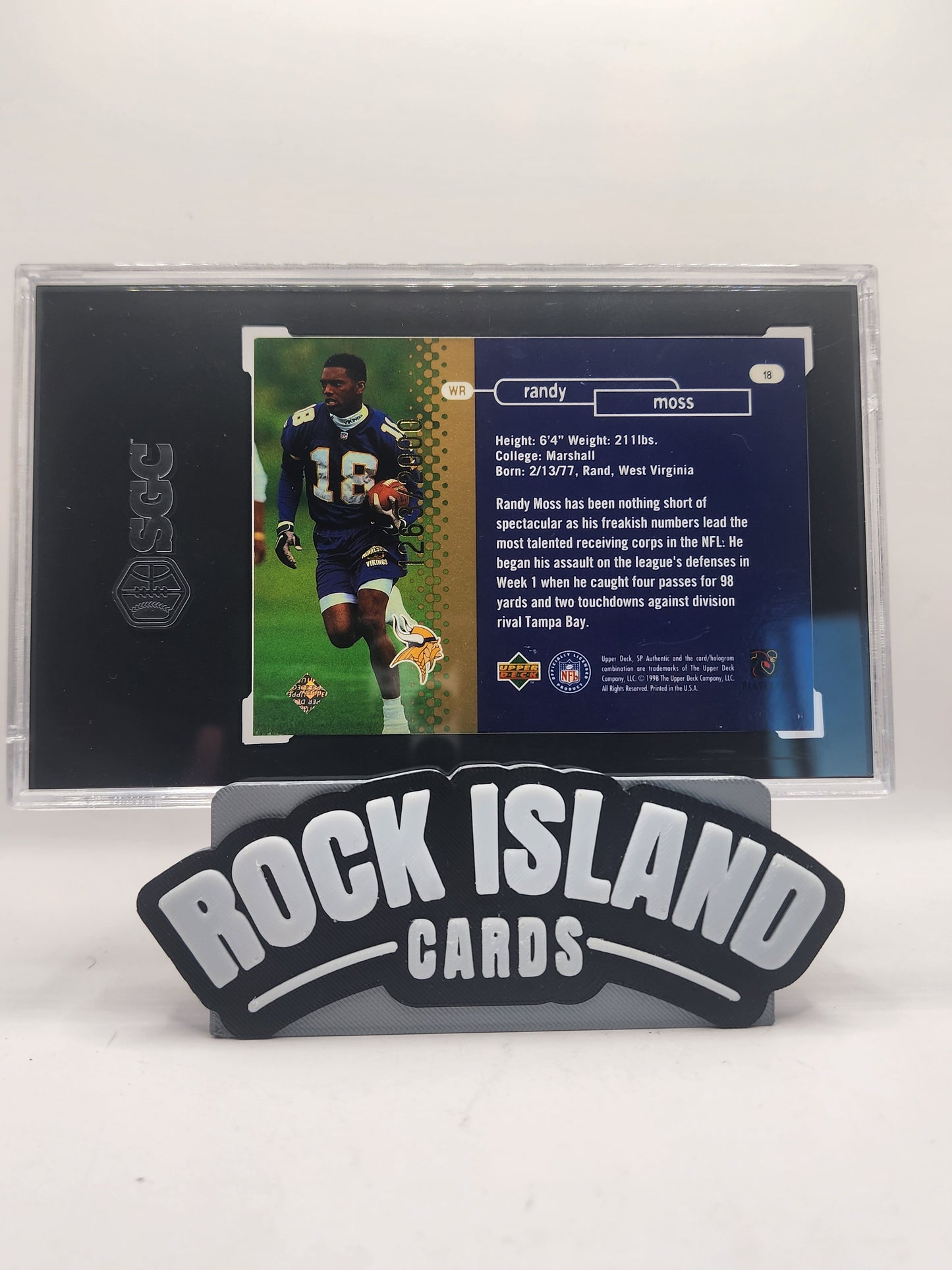 Randy Moss 1998 Upper Deck SP Authentic #18 Future Watch Rookie /2000 SGC 8.5