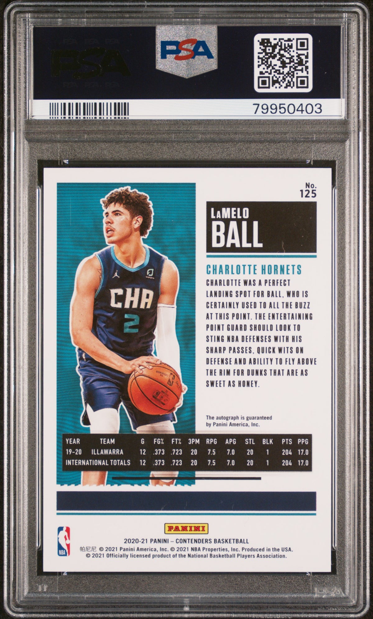 Lamelo Ball 2020 Panini Contenders #125 Auto Playoff Ticket 46/99 PSA 9