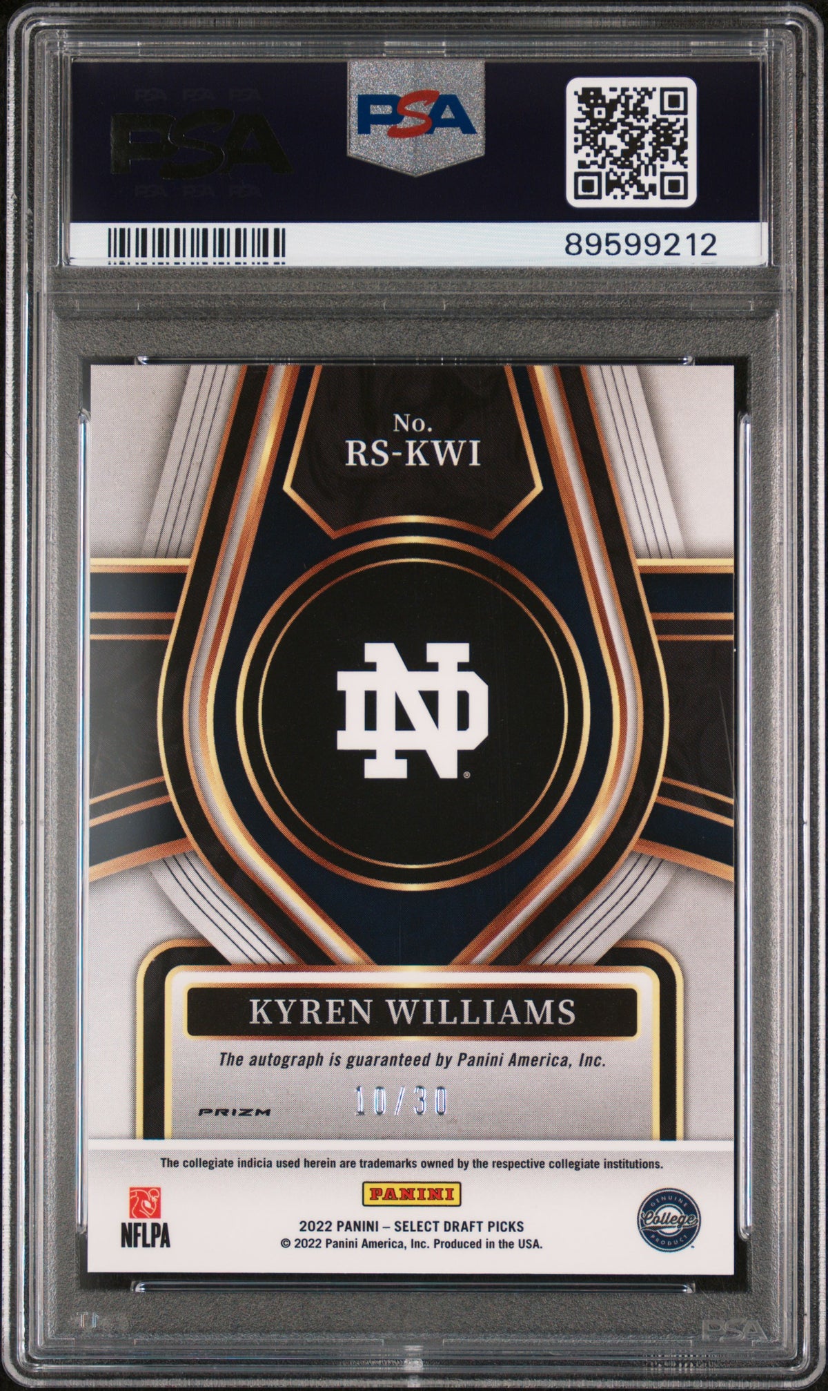 Kyren Williams 2022 Panini Select Draft Picks Orange Pulsar Prizm /30 PSA 9
