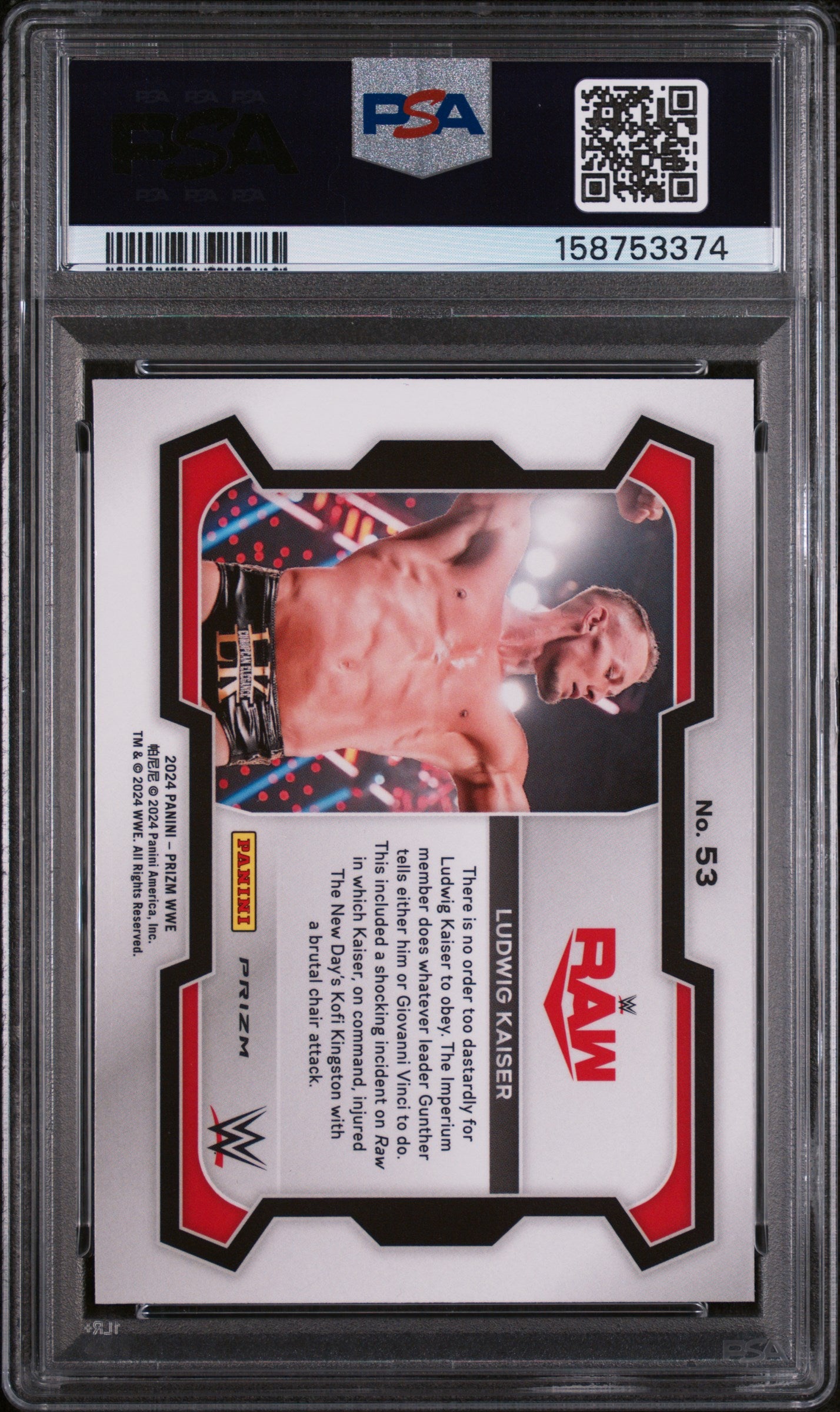 Ludwig Kaiser 2024 Panini Prizm WWE #53 White Sparkle PSA 10