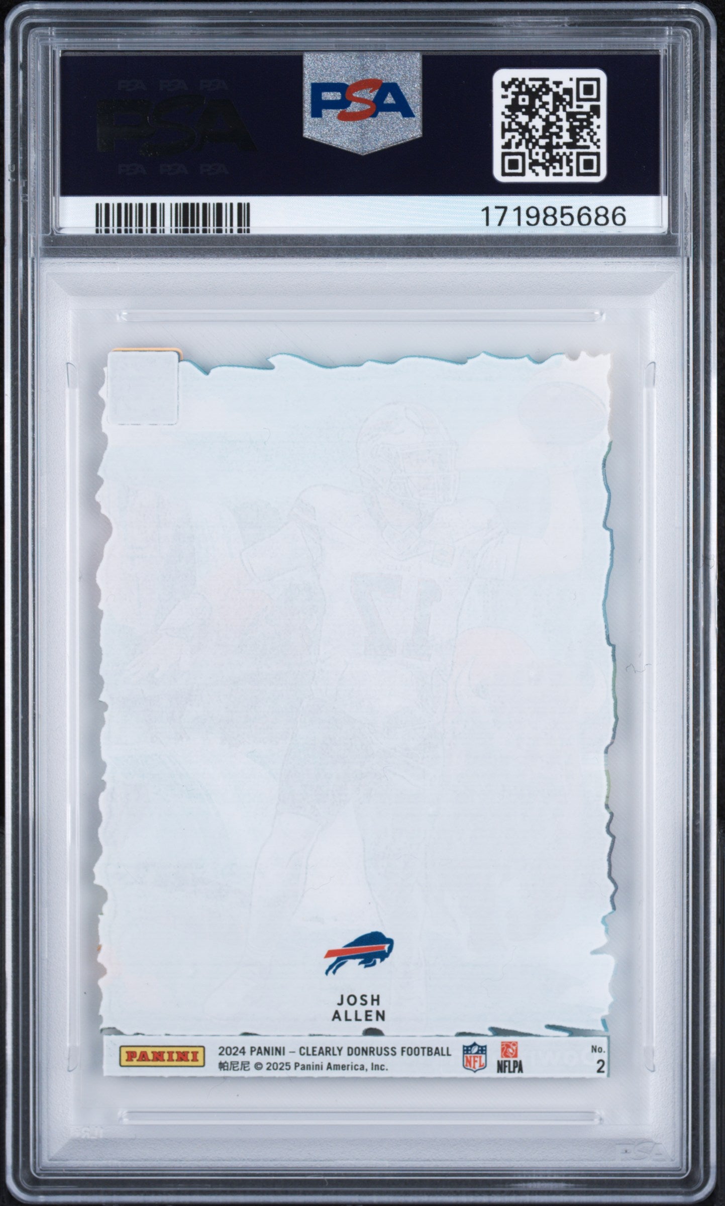 Josh Allen 2024 Panini Clearly Donruss Downtown #2 PSA 9