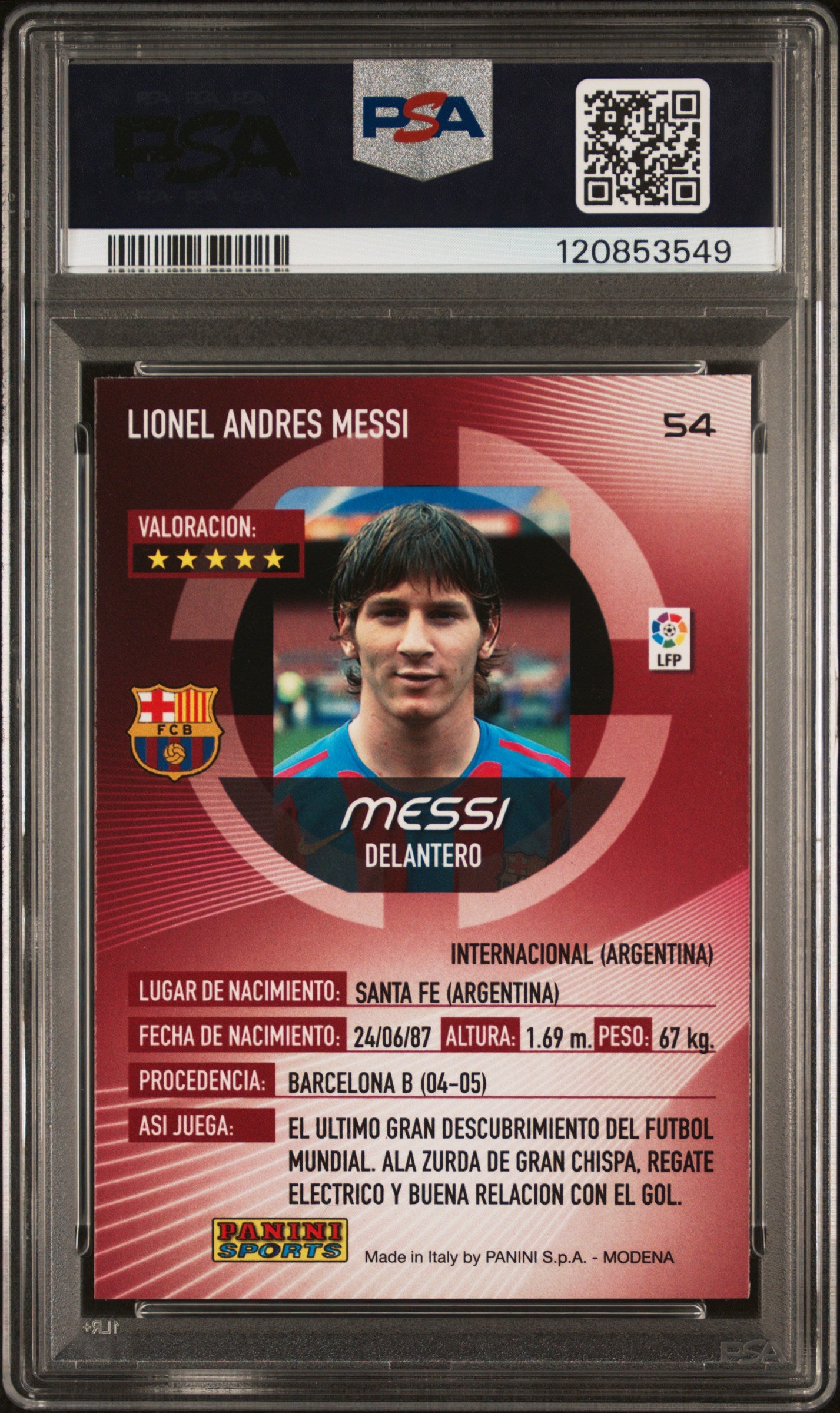 Lionel Messi 2006 Panini Mega Cracks #54 PSA 8