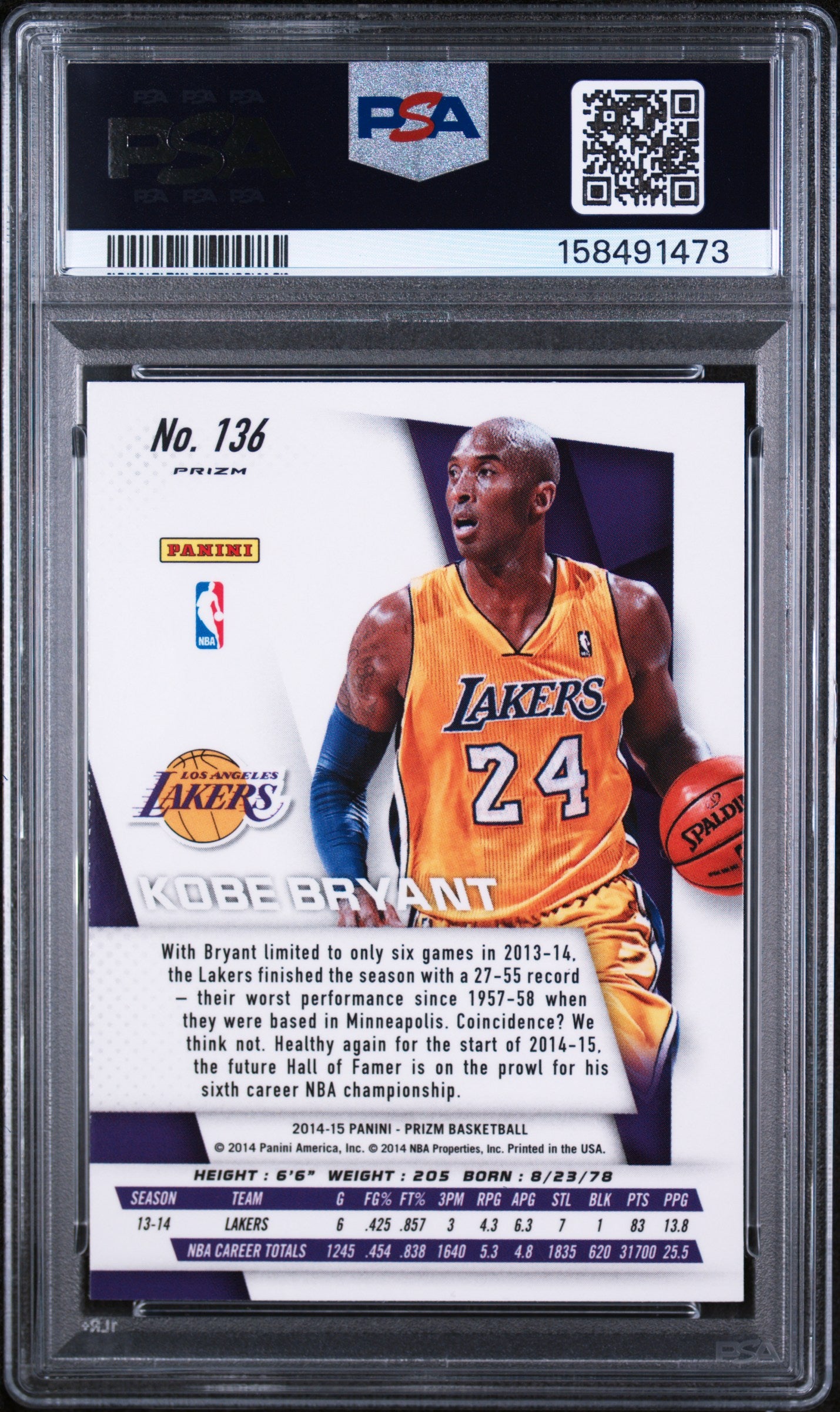 Kobe Bryant 2014 Panini Prizm #136 Red White Blue Pulsar PSA 10