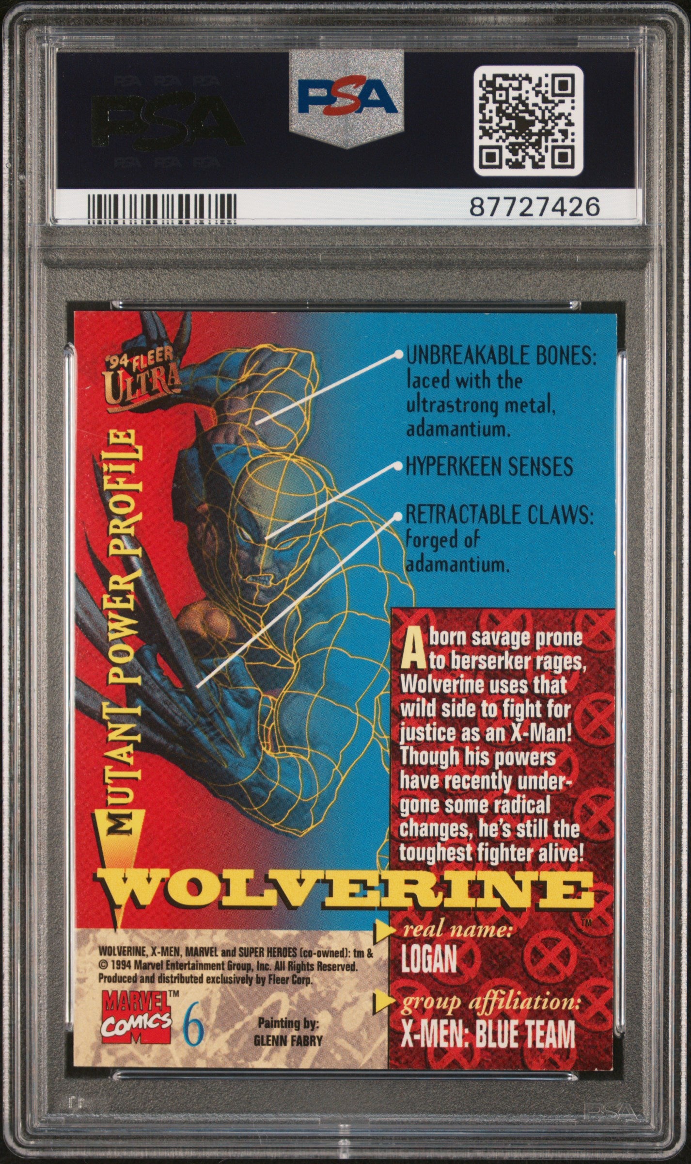 1994 Ultra X-Men Wolverine #6 PSA 7