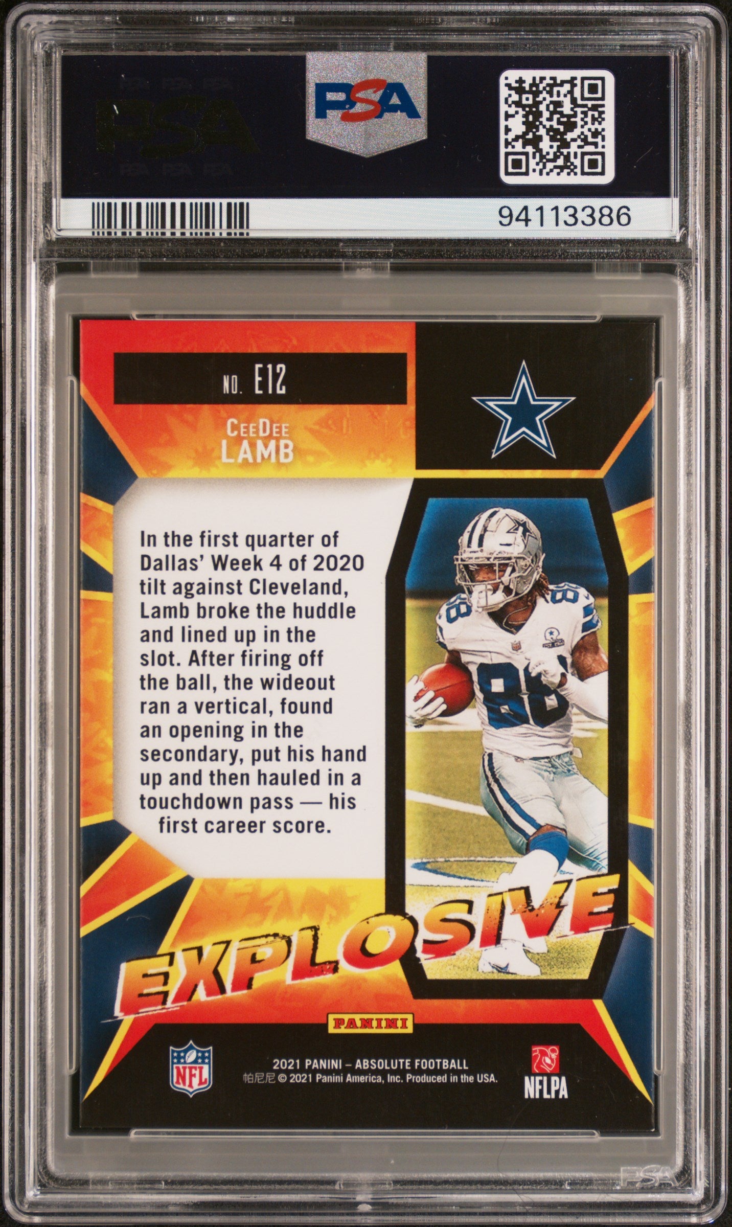 Ceedee Lamb 2021 Panini Absolute Explosive #E12 PSA 9
