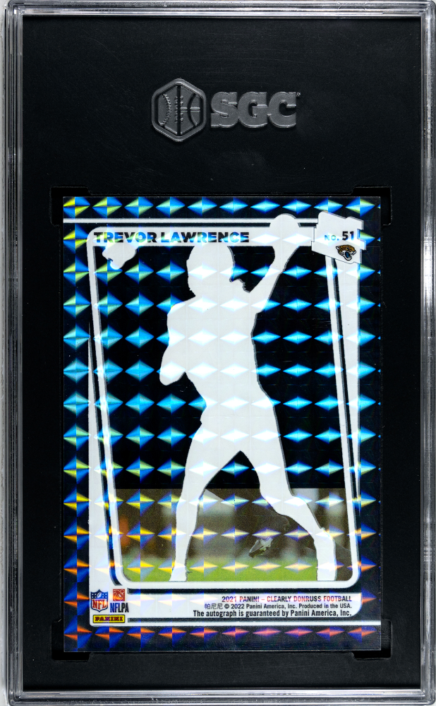 Trevor Lawrence 2021 Panini Clearly Donruss #51 Autograph Holo Mosaic RC SGC 9
