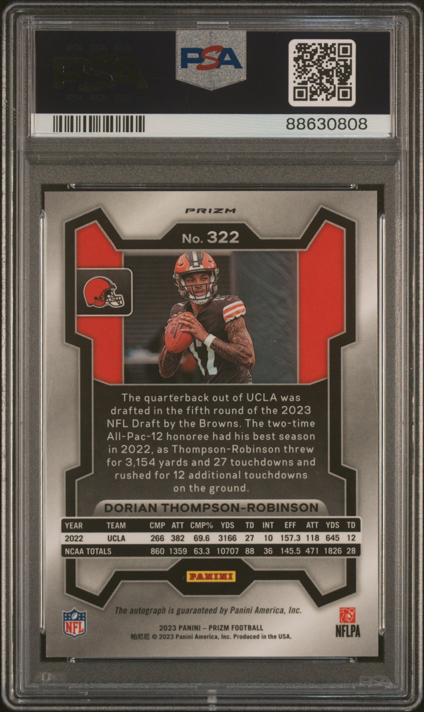 D. Thompson-Robinson 2023 Panini Prizm #322 Autograph Pink Rookie PSA 10