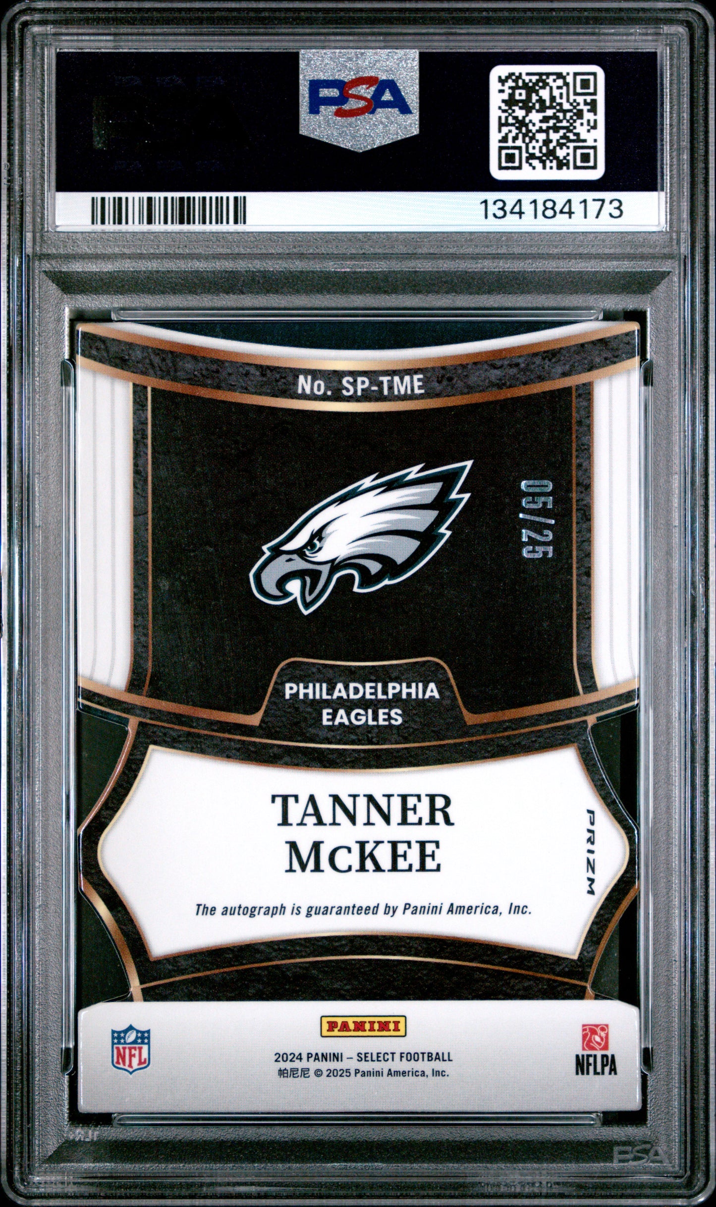 Tanner Mckee 2024 Panini Select Signatures Die Cut Tie-Dye Prizm /25 PSA 10