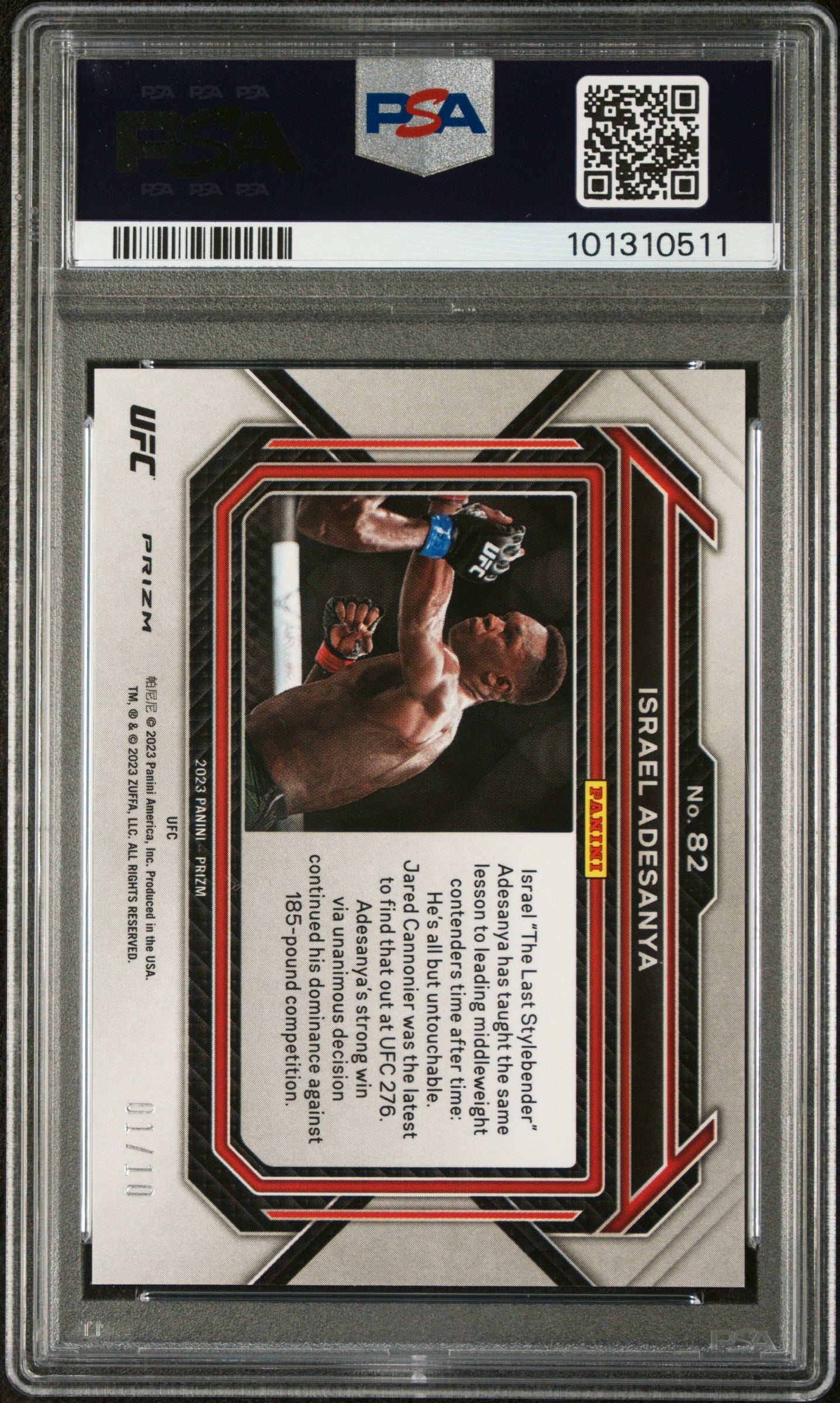Israel Adesanya 2023 Panini Prizm UFC #82 Undercard Gold /10 PSA 9