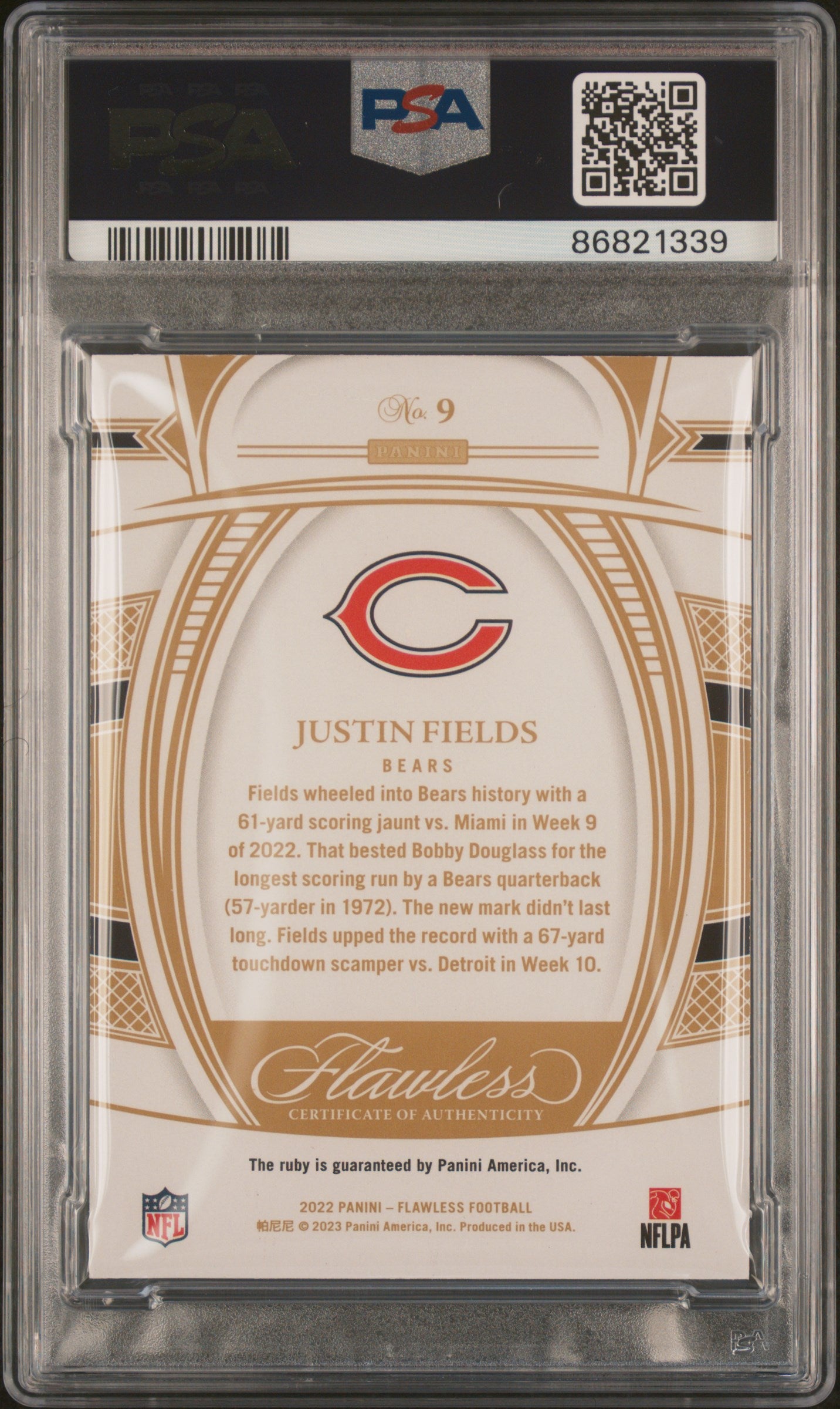 Justin Fields 2022 Panini Flawless #9 08/20 PSA 8