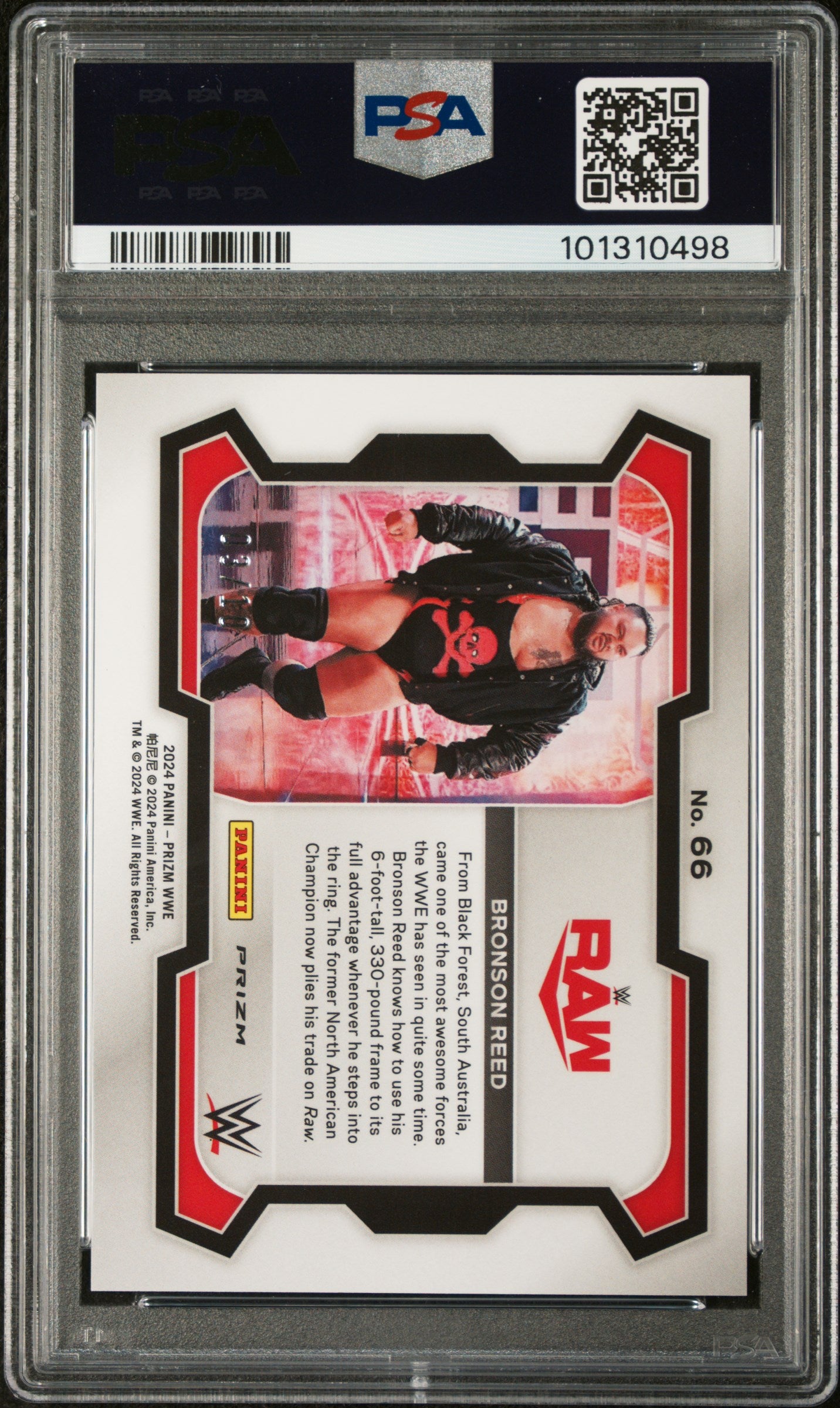 Bronson Reed 2024 Panini Prizm WWE #66 Under Card Gold /10 PSA 9