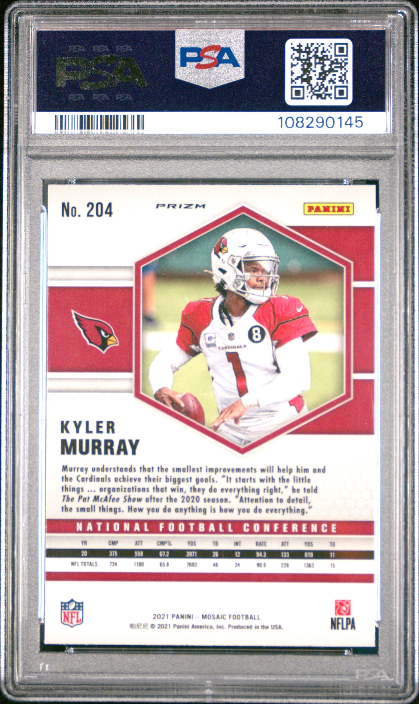 Kyler Murray 2021 Panini Mosaic #204 Genesis PSA 10