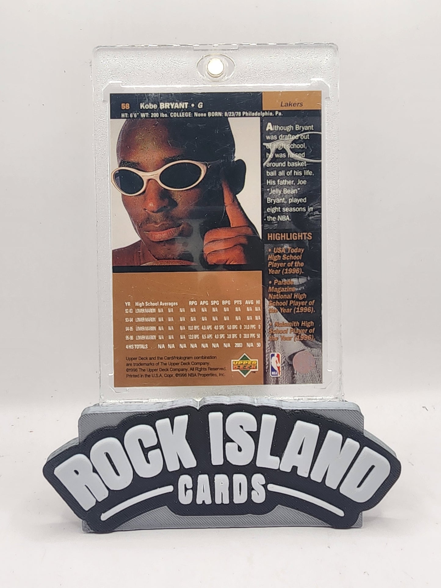 Kobe Bryant 1996 Upper Deck #58 Rookie