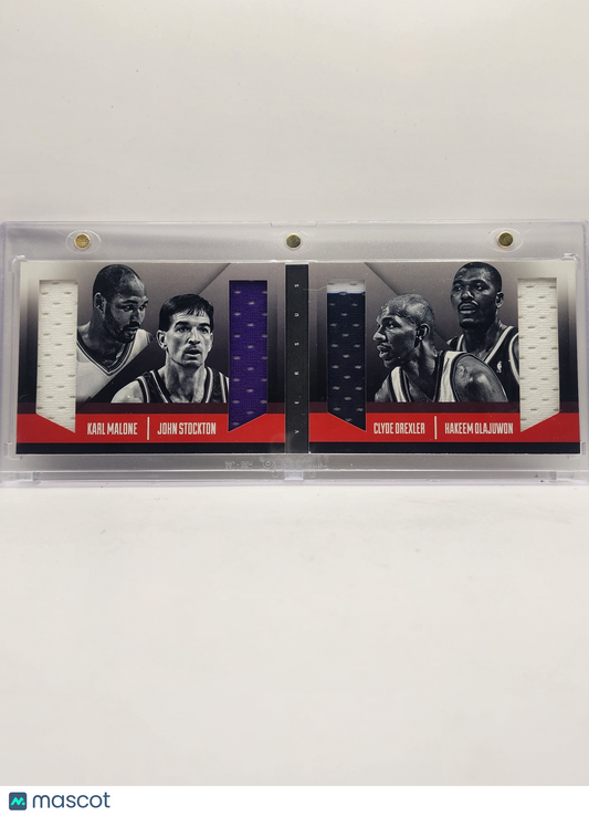 Drexler Stockton Olajuwon Malone 2013 Panini Preferred Rivals /199 Booklet Patch