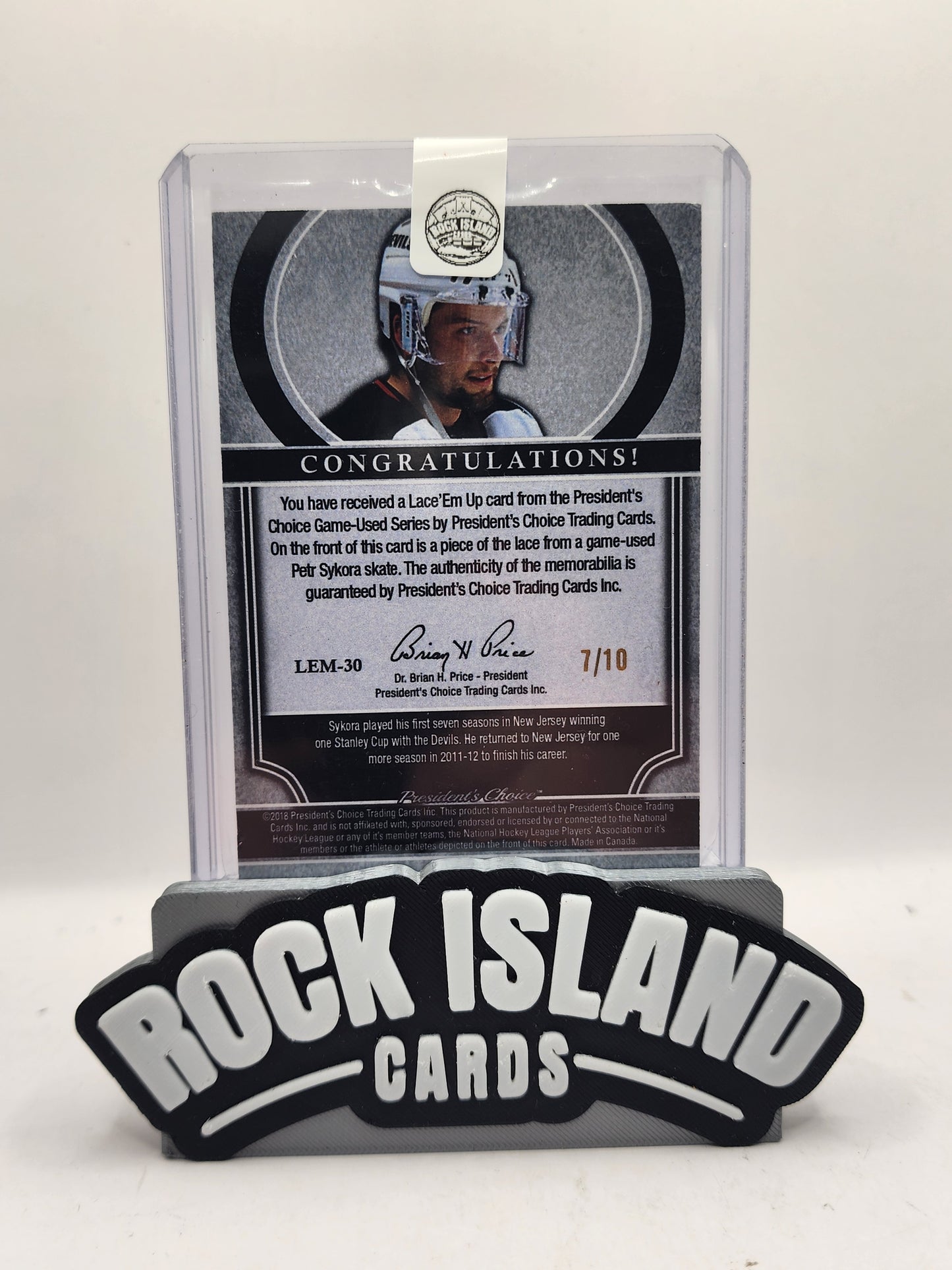 Petr Sykora 2018 President's Choice Lace Em Up 7/10 Game-Used Skate Laces