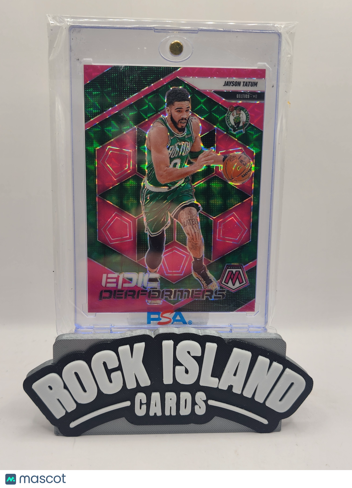 Jayson Tatum 2025 Panini Mosaic Epic Performers #4 Pink Fluorescent 08/10