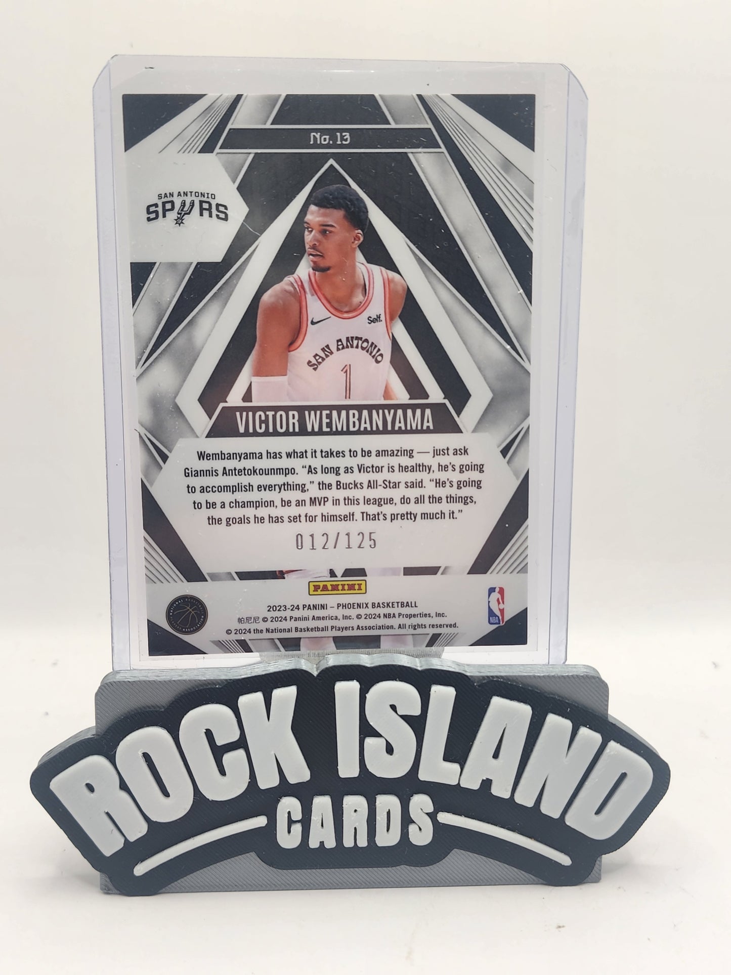 Victor Wembanyama 2024 Panini Phoenix Paragon #13 White Ice Rookie 012/125