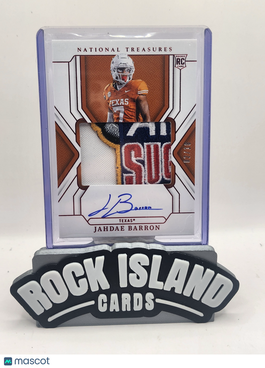 Jahdae Barron 2025 Panini National Treasures Collegiate  Patch Auto /10