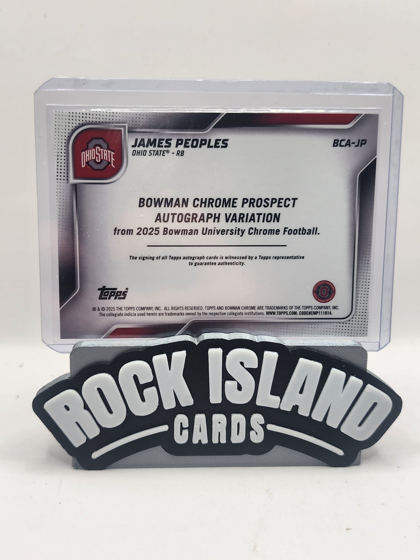 James Peoples 2025 Bowman University Chrome Football Gold Shimmer Auto /50