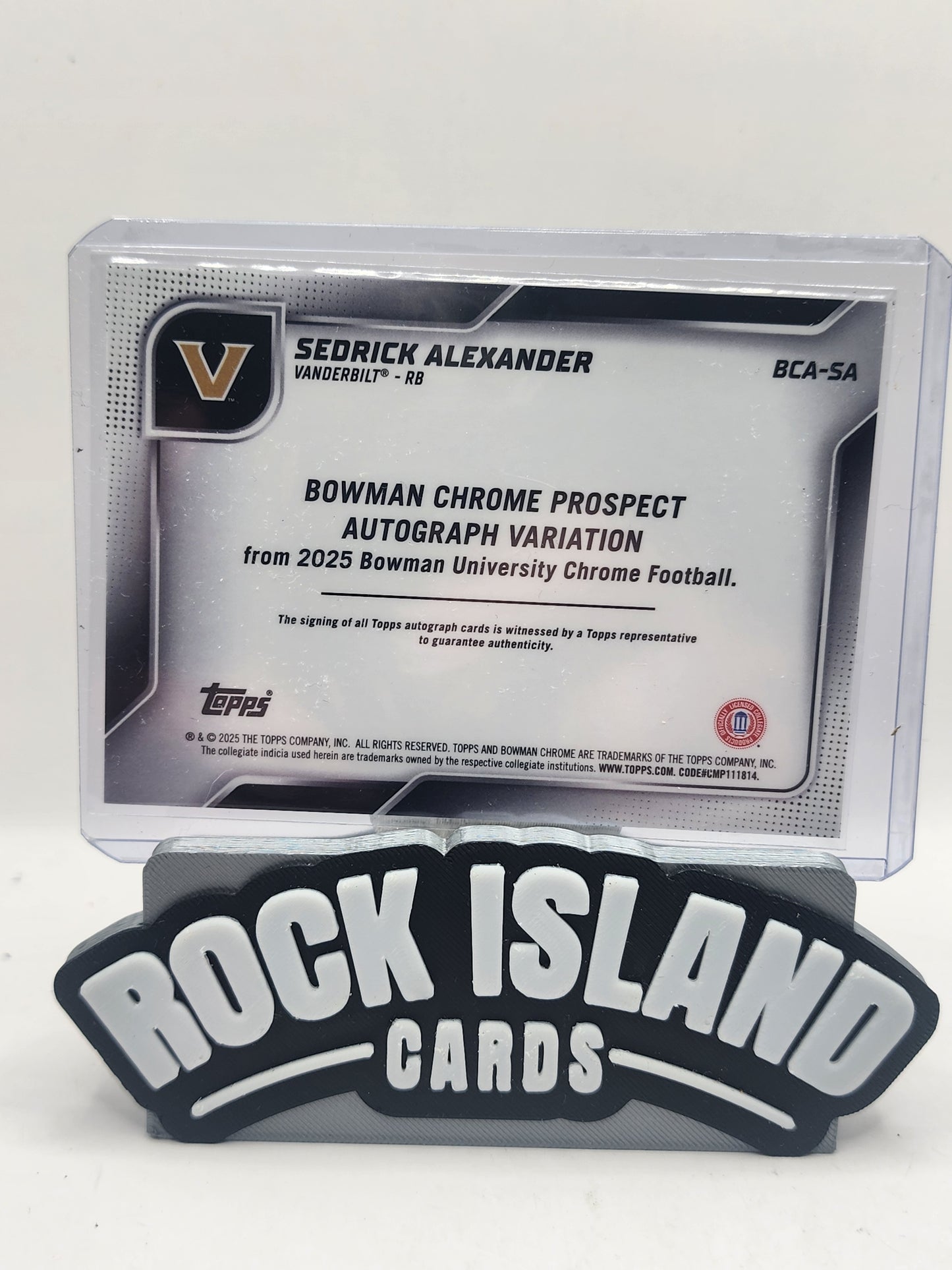 Sedrick Alexander 2025 Bowman University Chrome Football Black Refractor Auto