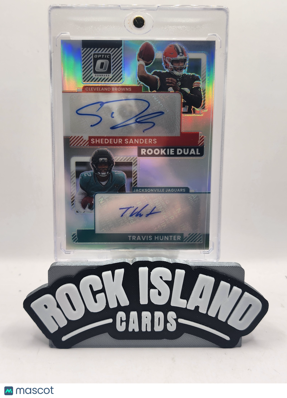 Shedeur Sanders Travis Hunter 2025 Panini Donruss Optic Prizm RC Dual Autos/35