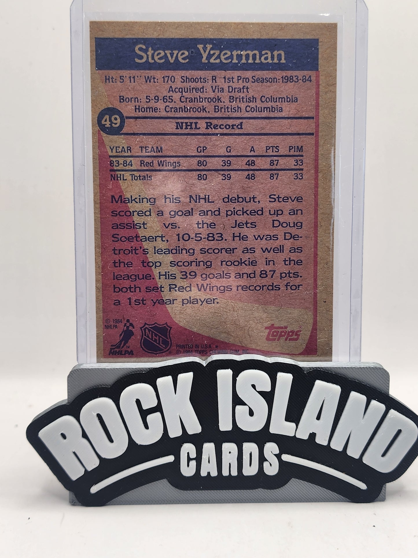 Steve Yzerman 1984 Topps #49 Rookie