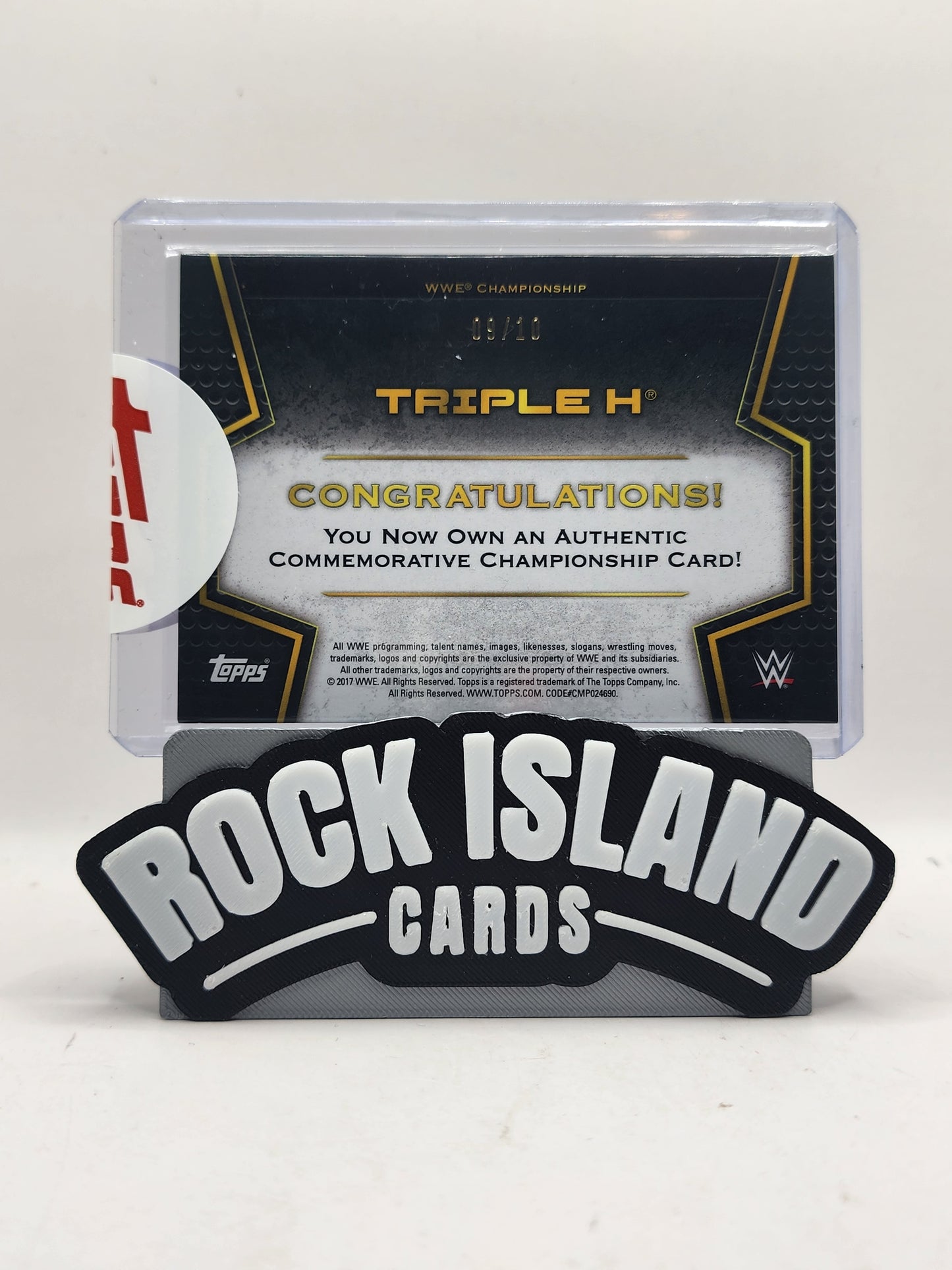 Triple H 2017 Topps WWE #CC-TH Gold 09/10 Commemorative Medallion
