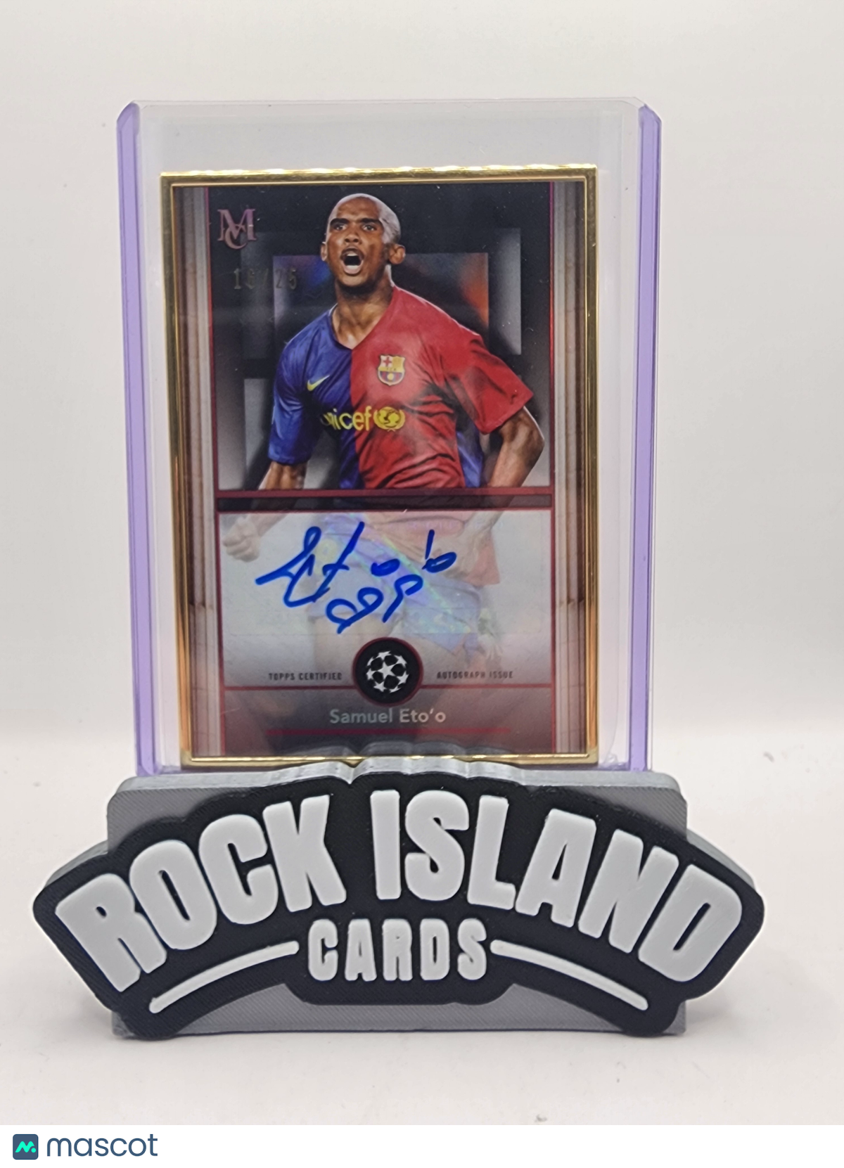 Samuel Eto'o 2025 Topps Museum Collection UEFA Club Competitions Gold Framed /25