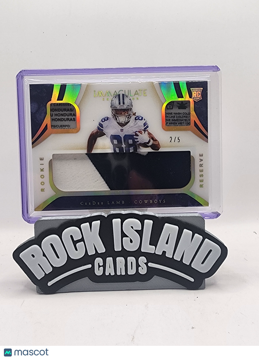 CeeDee Lamb 2020 Panini Immaculate Collection #RR12 Reserve Rookie Patch 2/5