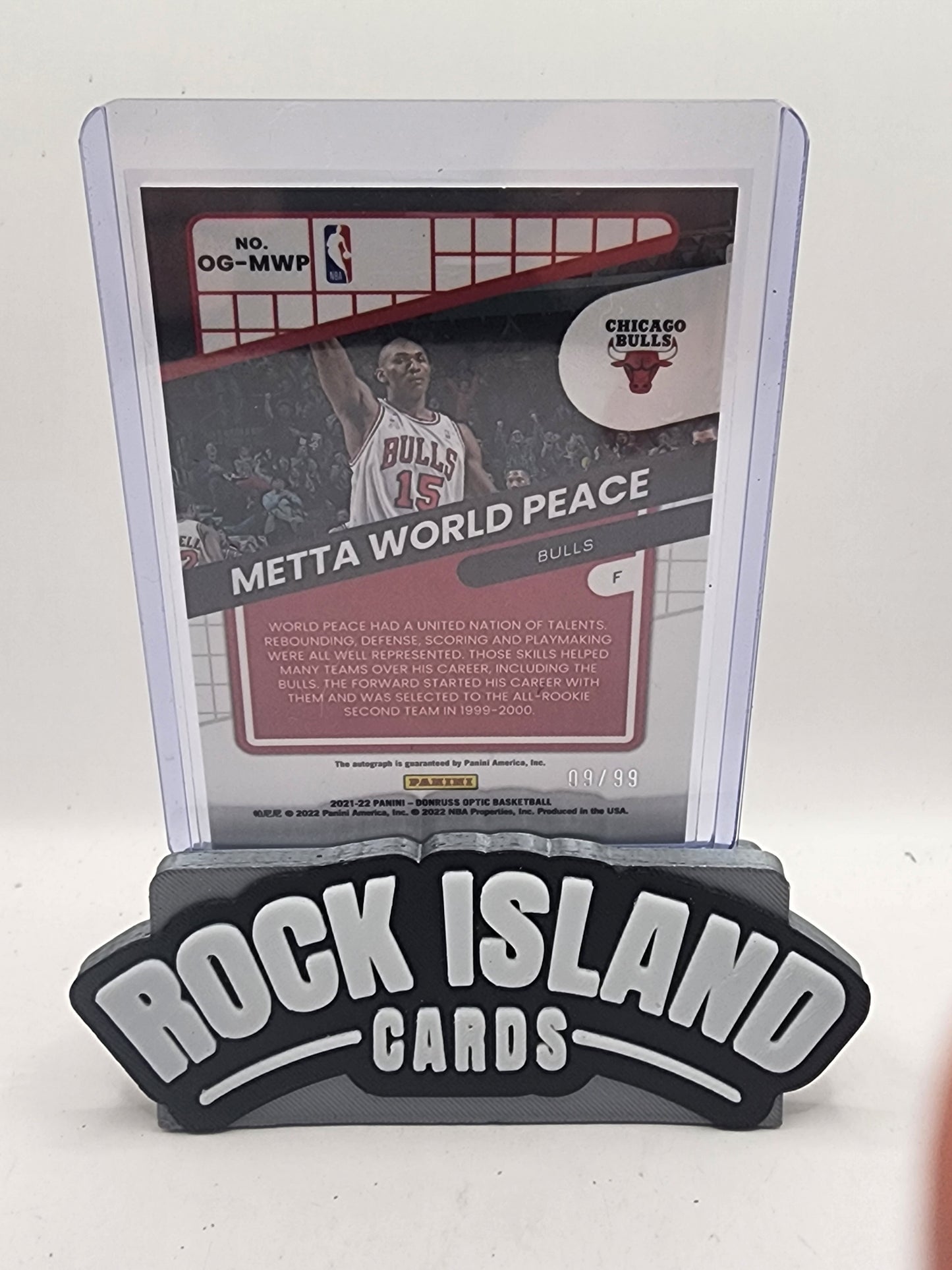Metta World Peace 2021 Panini Donruss Optic #OG-MWP Opti-Graphs 09/99