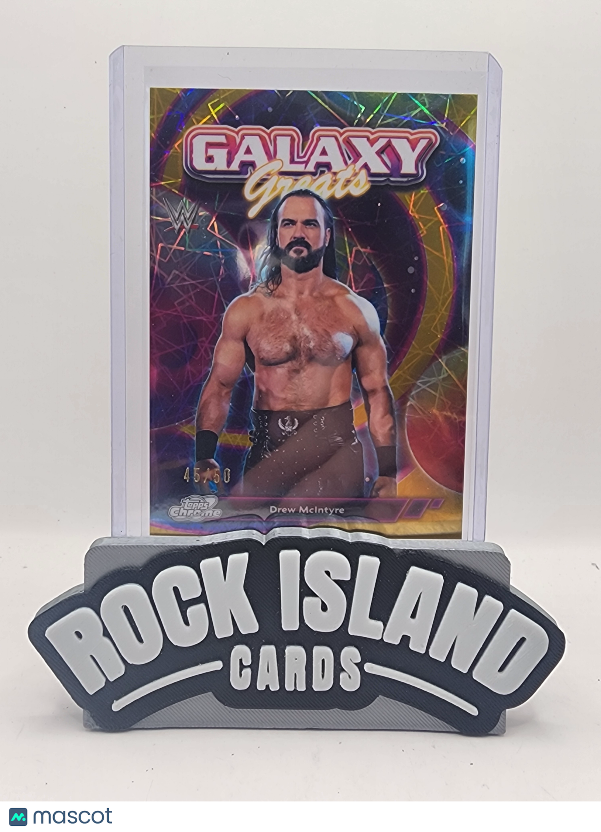 Drew McIntyre 2026 Topps Chrome WWE Galaxy Greats #GG-35 Gold Refractor /50